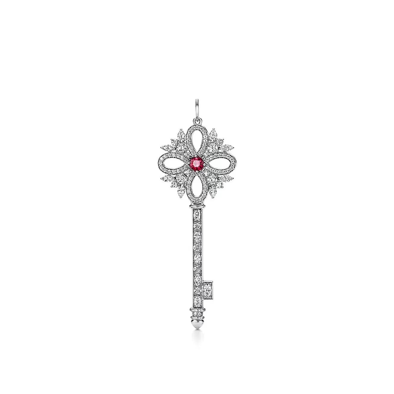 Tiffany & Co. Tiffany Keys Tiffany Victoria® key pendant in platinum with gemstones, large. | ^ Platinum Jewelry | Colored Gemstone Jewelry