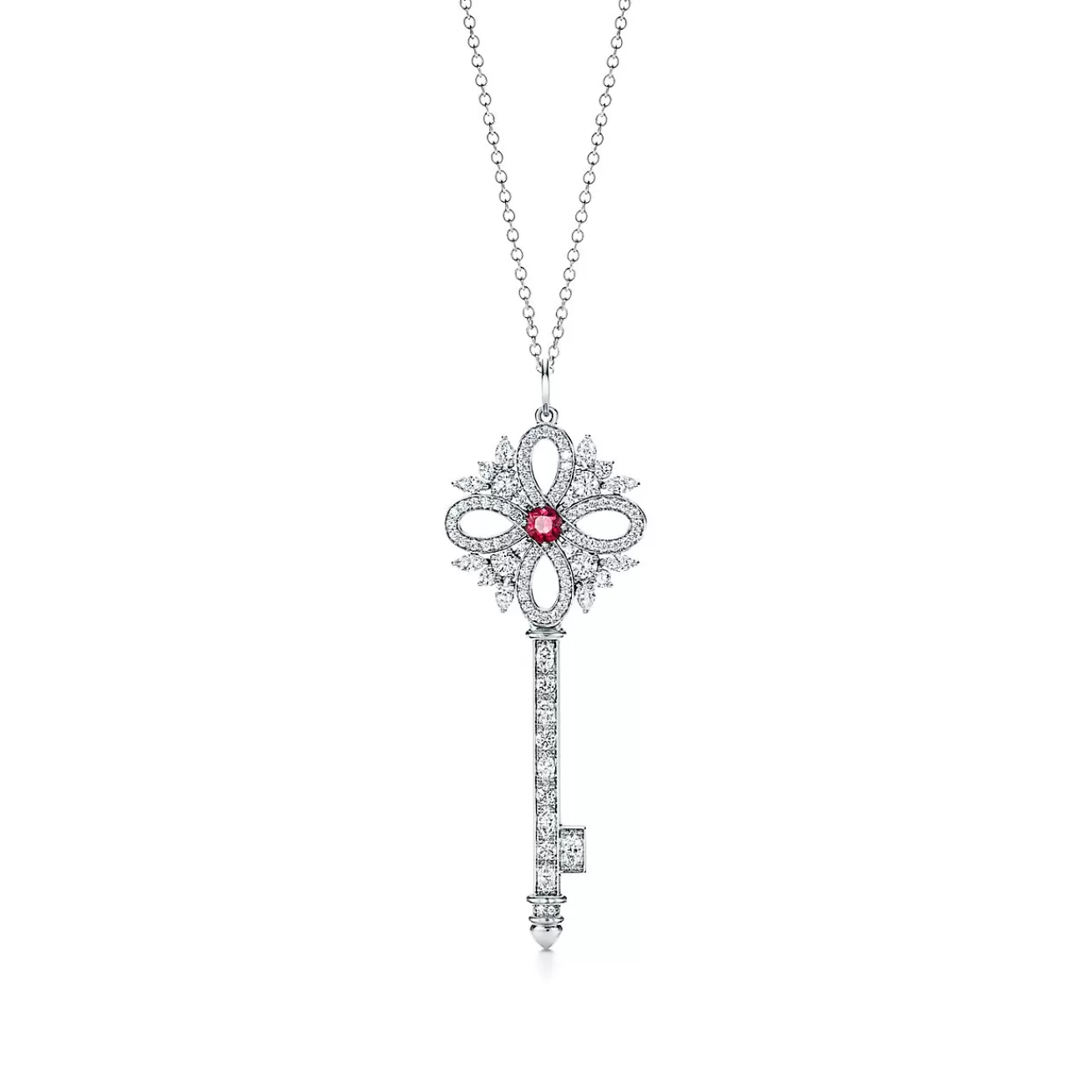 Tiffany & Co. Tiffany Keys Tiffany Victoria® key pendant in platinum with gemstones, large. | ^ Necklaces & Pendants | Platinum Jewelry