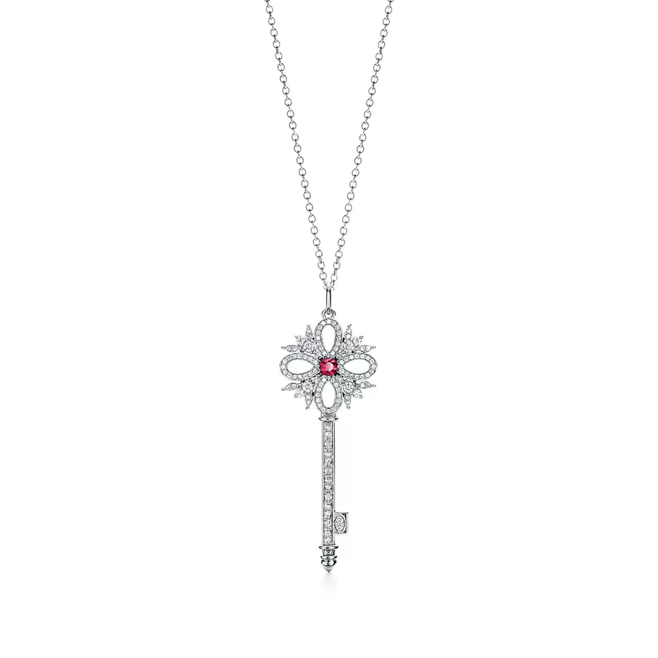 Tiffany & Co. Tiffany Keys Tiffany Victoria® key pendant in platinum with gemstones, medium. | ^ Necklaces & Pendants | Platinum Jewelry