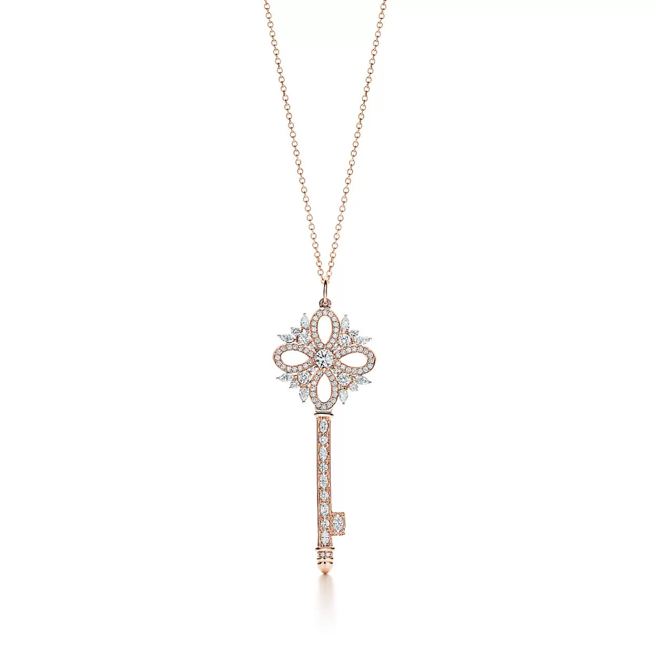 Tiffany & Co. Tiffany Keys Tiffany Victoria® key pendant in rose gold with diamonds, medium. | ^ Necklaces & Pendants | Rose Gold Jewelry