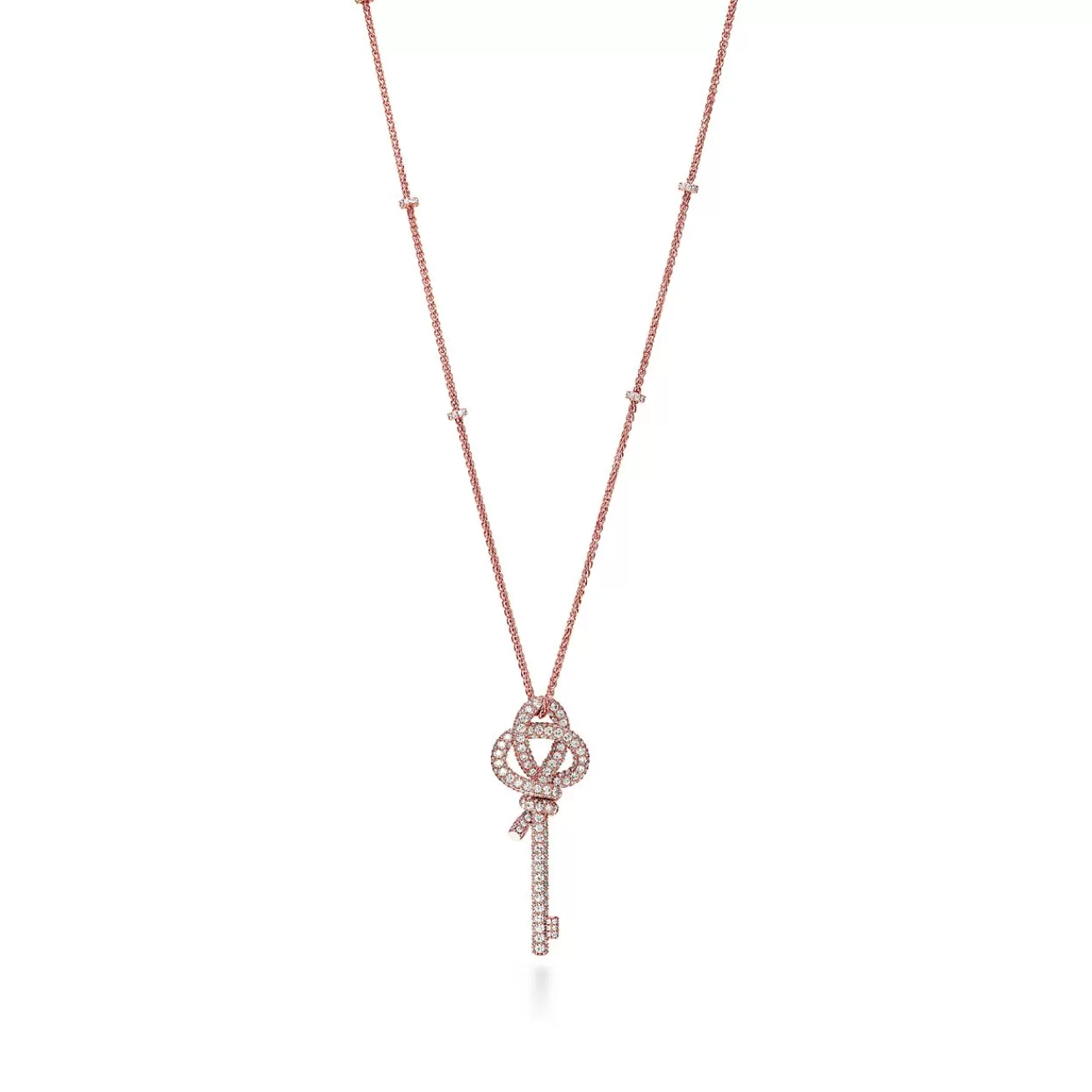 Tiffany & Co. Tiffany Keys Woven Keys Extra Large Pendant in Rose Gold with Diamonds | ^ Necklaces & Pendants | New Jewelry