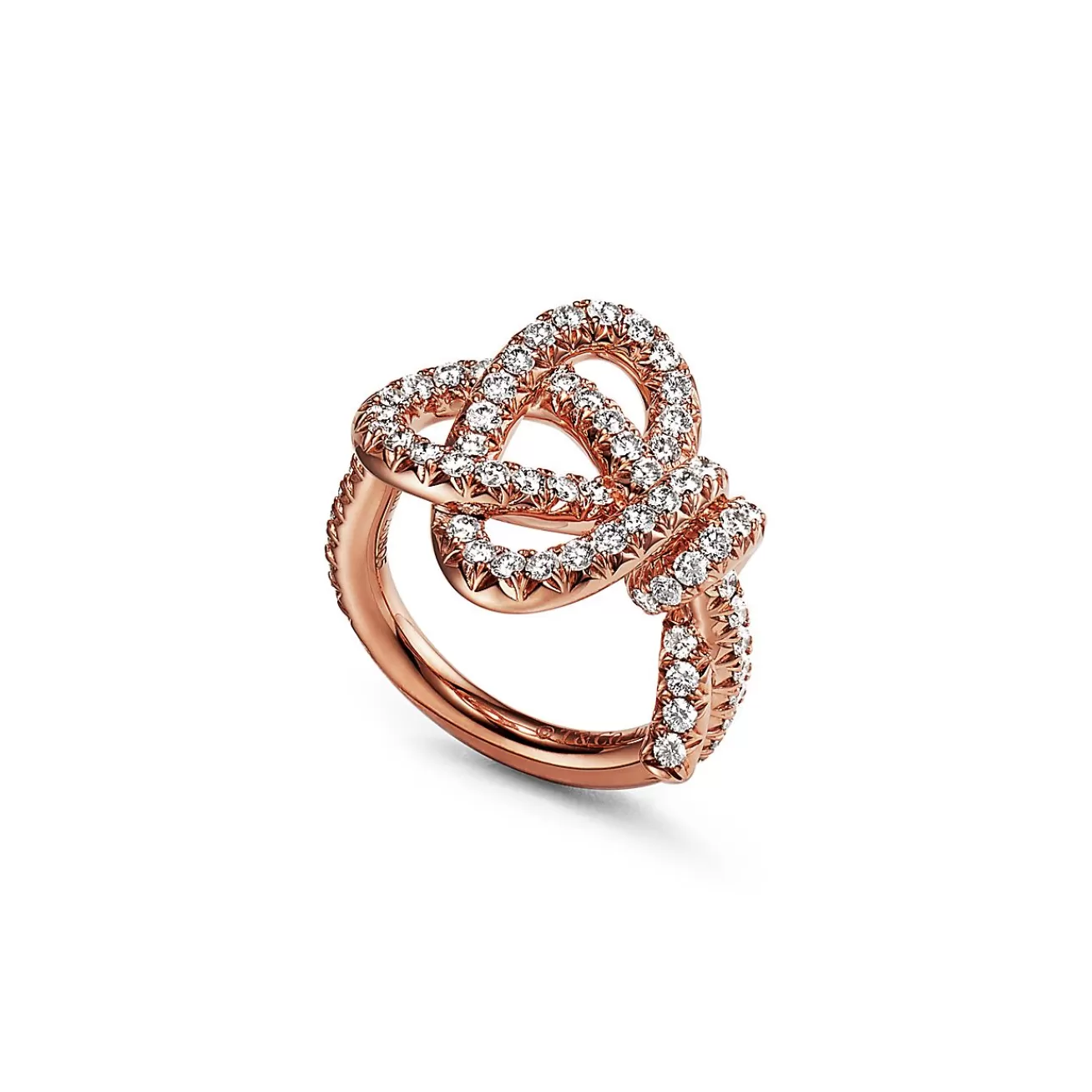 Tiffany & Co. Tiffany Keys Woven Keys Ring in Rose Gold with Diamonds | ^ Rings | New Jewelry