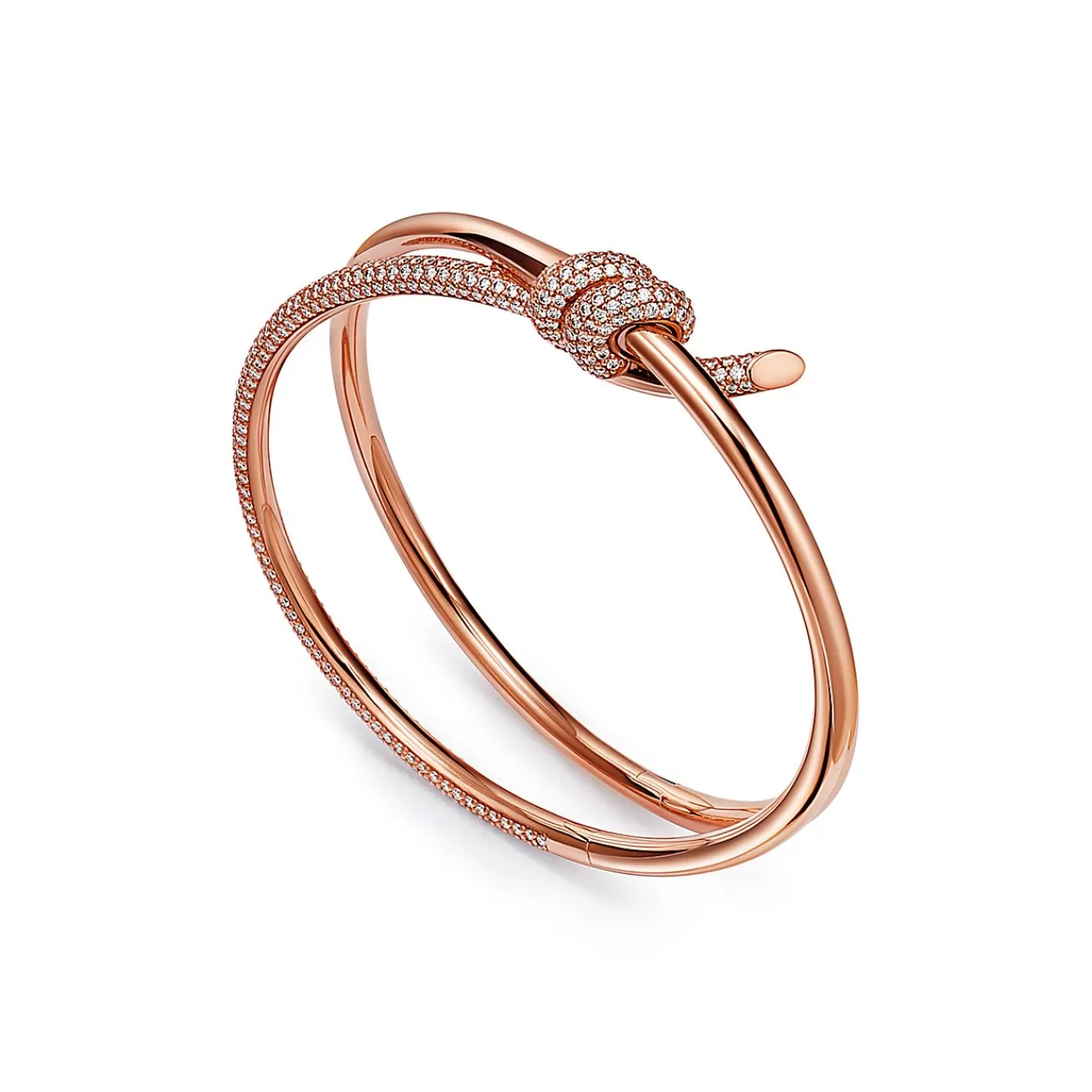 Tiffany & Co. Tiffany Knot Double Row Hinged Bangle in Rose Gold with Diamonds | ^ Bracelets | Rose Gold Jewelry
