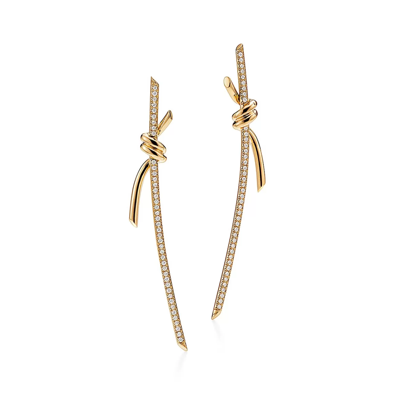 Tiffany & Co. Tiffany Knot Drop Earrings in Yellow Gold with Diamonds | ^ Earrings | Gold Jewelry