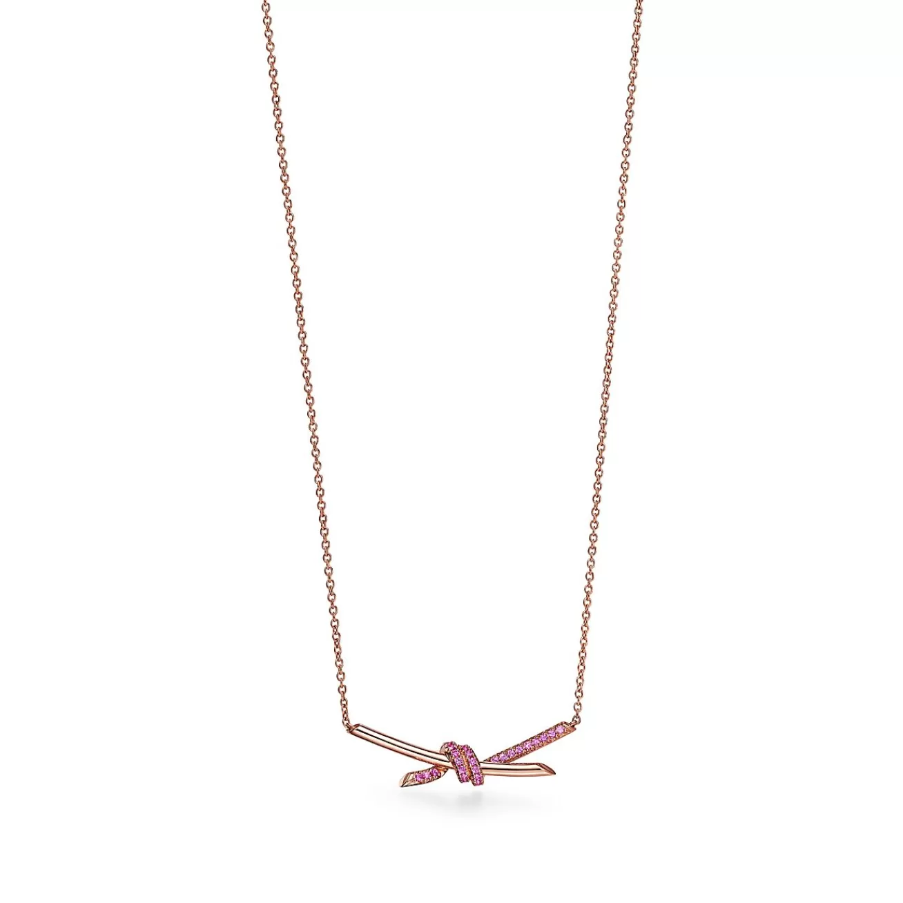 Tiffany & Co. Tiffany Knot Pendant in Rose Gold with Pink Sapphires | ^ Necklaces & Pendants | Gifts for Her