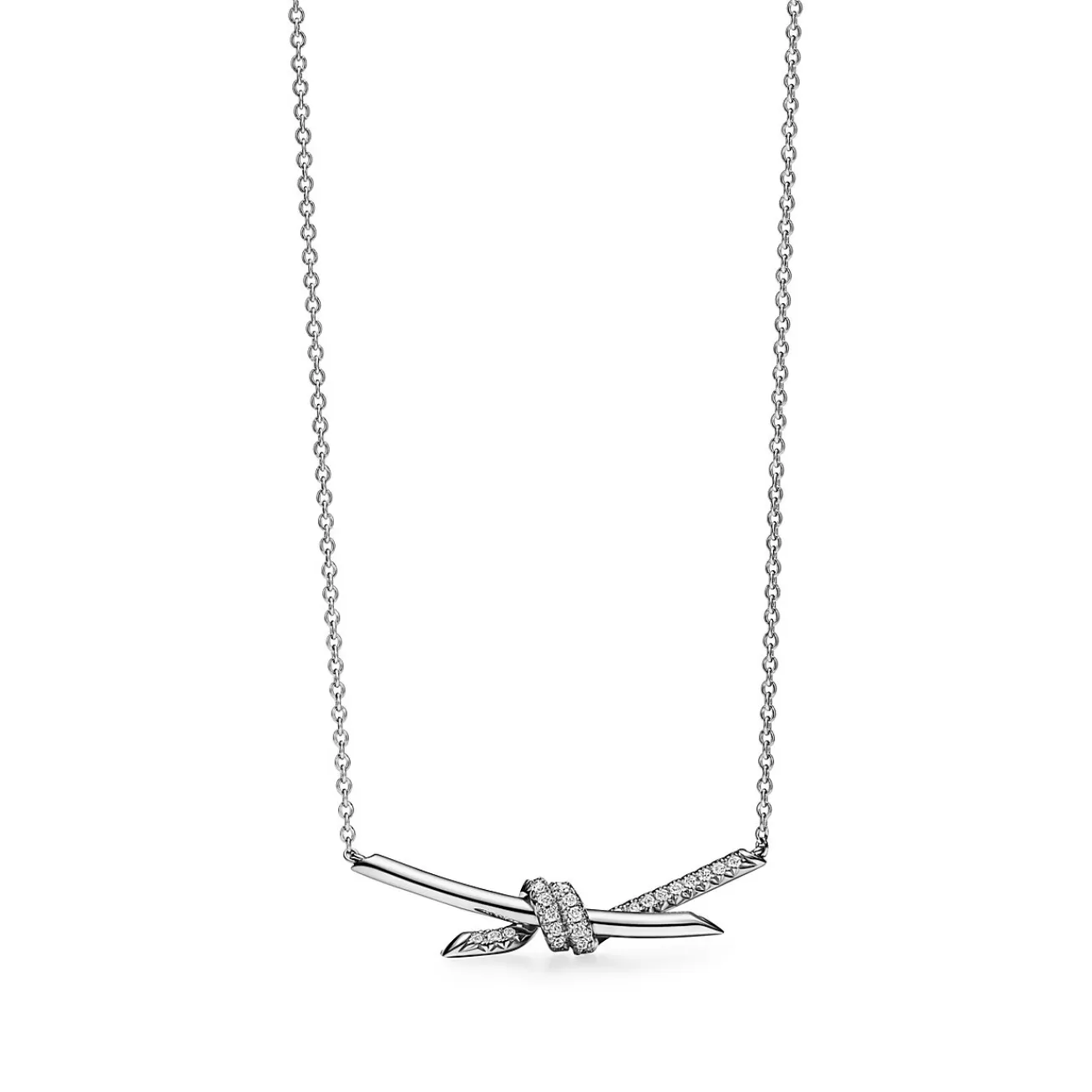 Tiffany & Co. Tiffany Knot Pendant in White Gold with Diamonds | ^ Necklaces & Pendants | Men's Jewelry