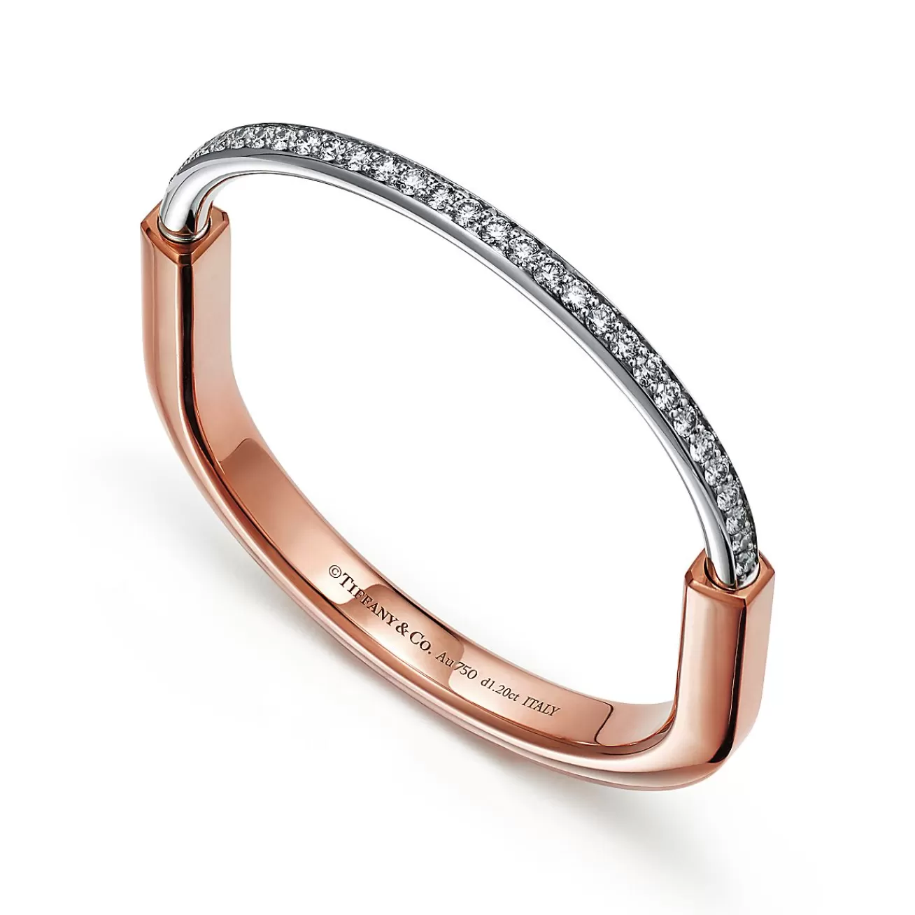 Tiffany & Co. Tiffany Lock Bangle in Rose and White Gold with Half Pavé Diamonds | ^ Bracelets | Men's Jewelry