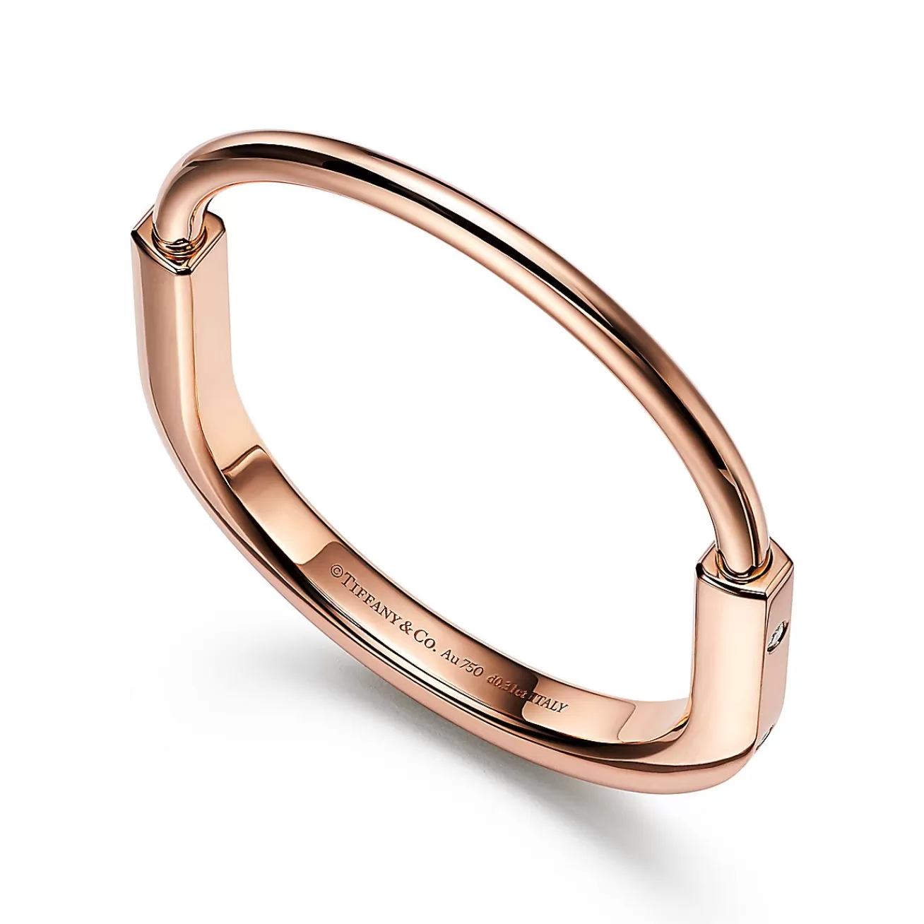 Tiffany & Co. Tiffany Lock Bangle in Rose Gold with Diamond Accents | ^ Bracelets | Men's Jewelry