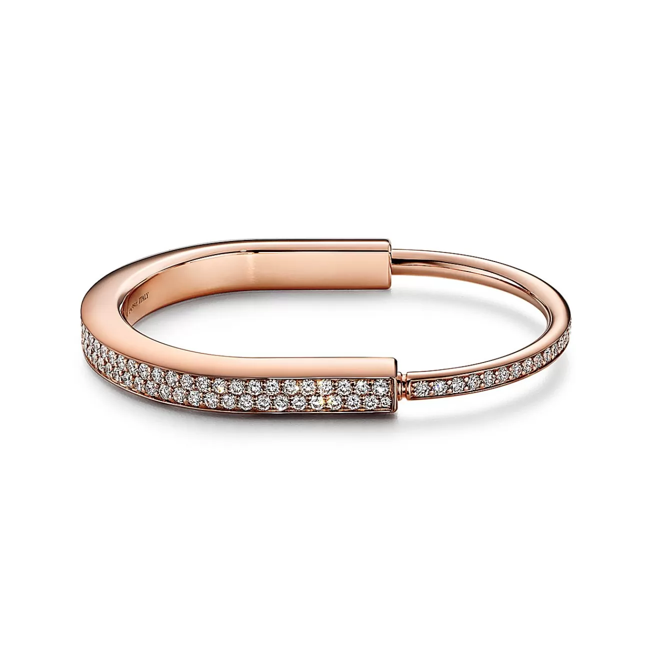 Tiffany & Co. Tiffany Lock Bangle in Rose Gold with Full Pavé Diamonds | ^ Bracelets | Men's Jewelry