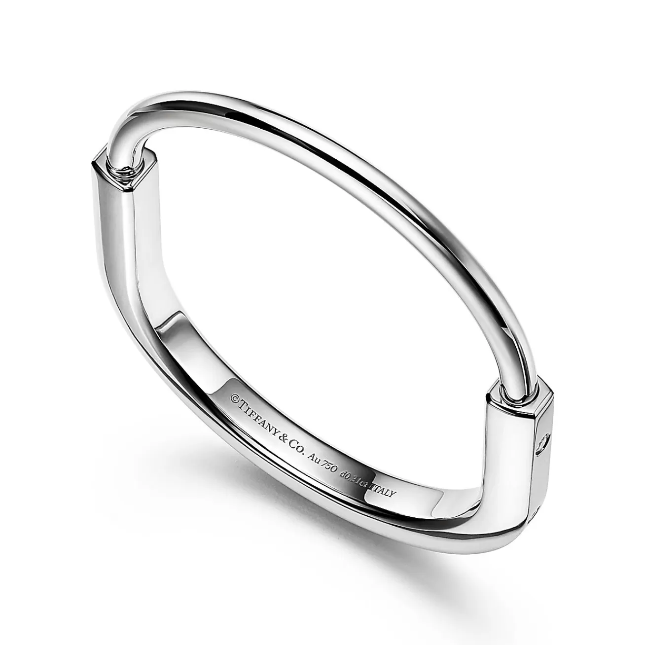 Tiffany & Co. Tiffany Lock Bangle in White Gold with Diamond Accents | ^ Bracelets | Men's Jewelry