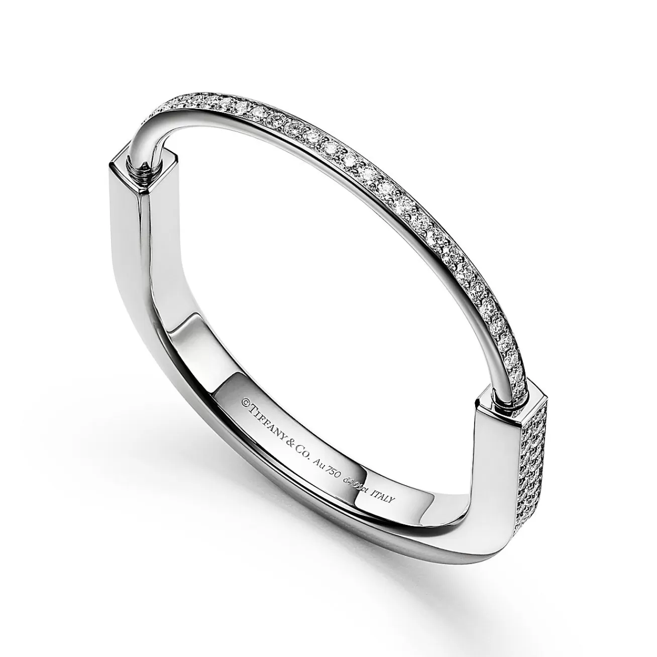 Tiffany & Co. Tiffany Lock Bangle in White Gold with Full Pavé Diamonds | ^ Bracelets | Men's Jewelry