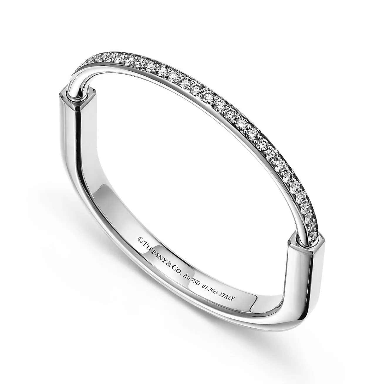 Tiffany & Co. Tiffany Lock Bangle in White Gold with Half Pavé Diamonds | ^ Bracelets | Men's Jewelry