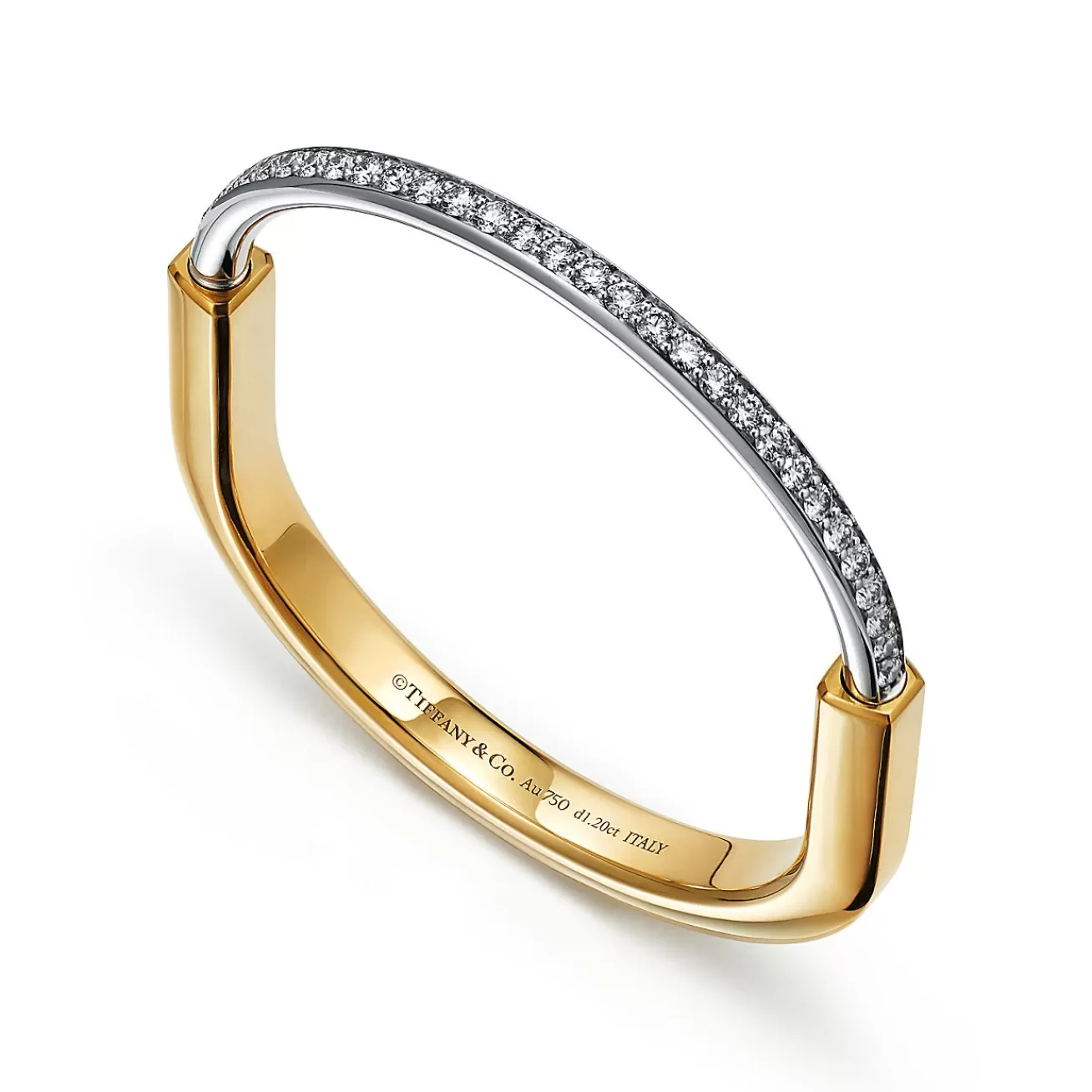 Tiffany & Co. Tiffany Lock Bangle in Yellow and White Gold with Half Pavé Diamonds | ^ Bracelets | Men's Jewelry