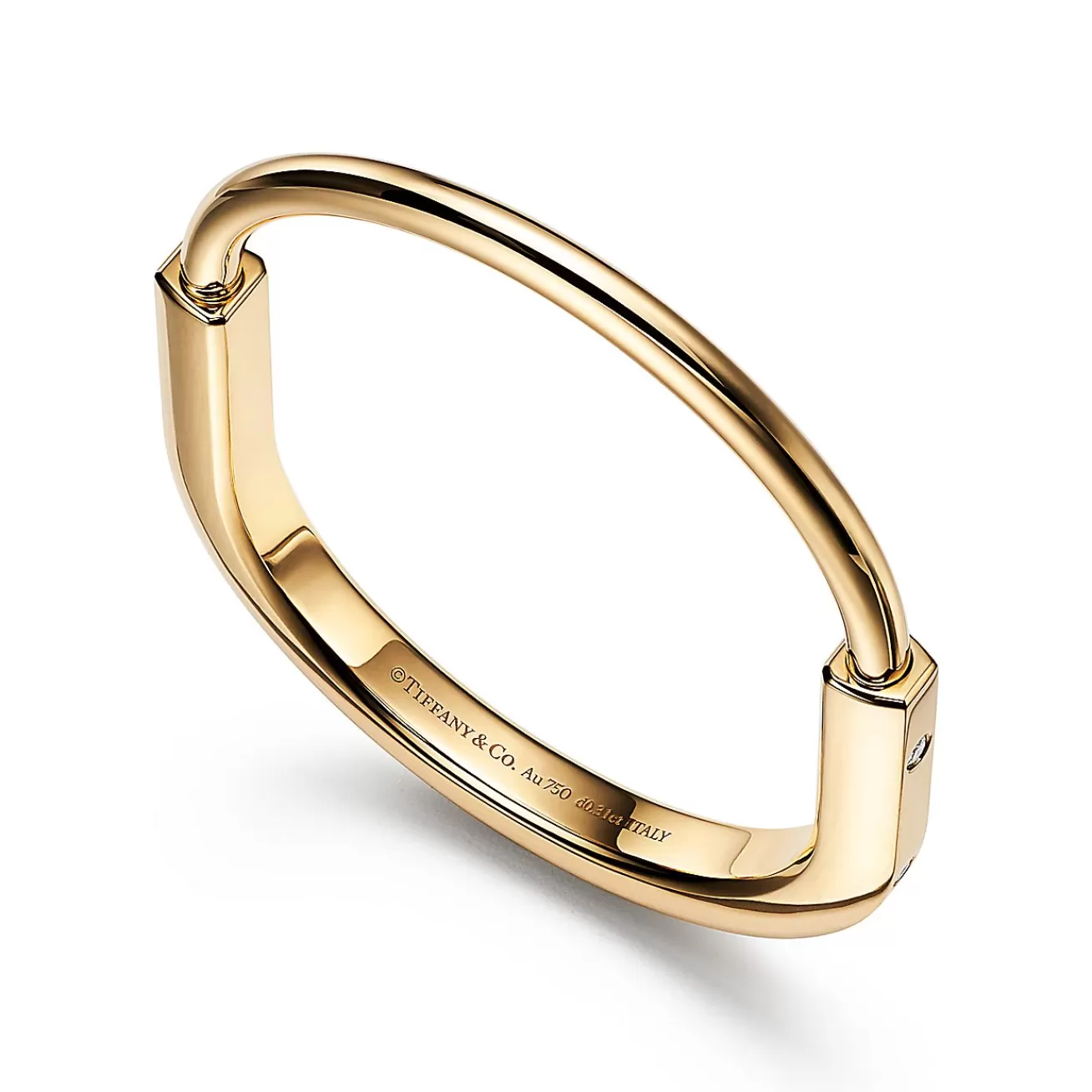 Tiffany & Co. Tiffany Lock Bangle in Yellow Gold with Diamond Accents | ^ Bracelets | Men's Jewelry