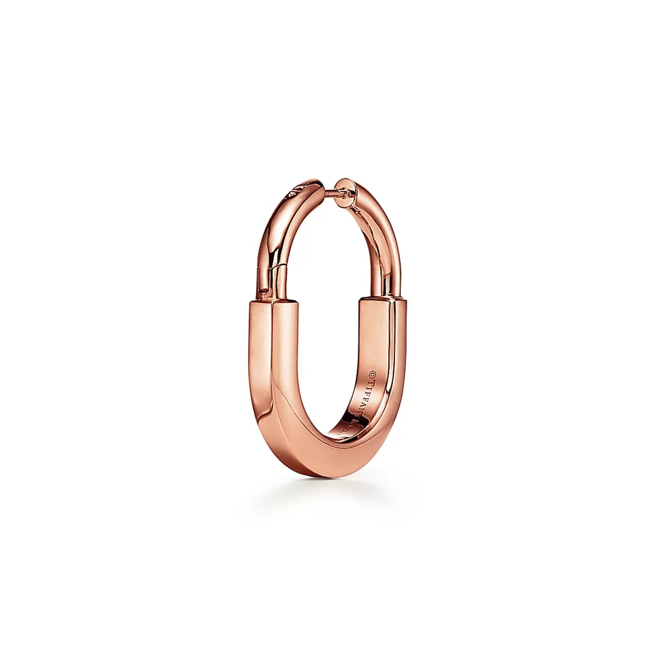 Tiffany & Co. Tiffany Lock Earrings in Rose Gold with Diamonds, Medium | ^ Earrings | Hoop Earrings