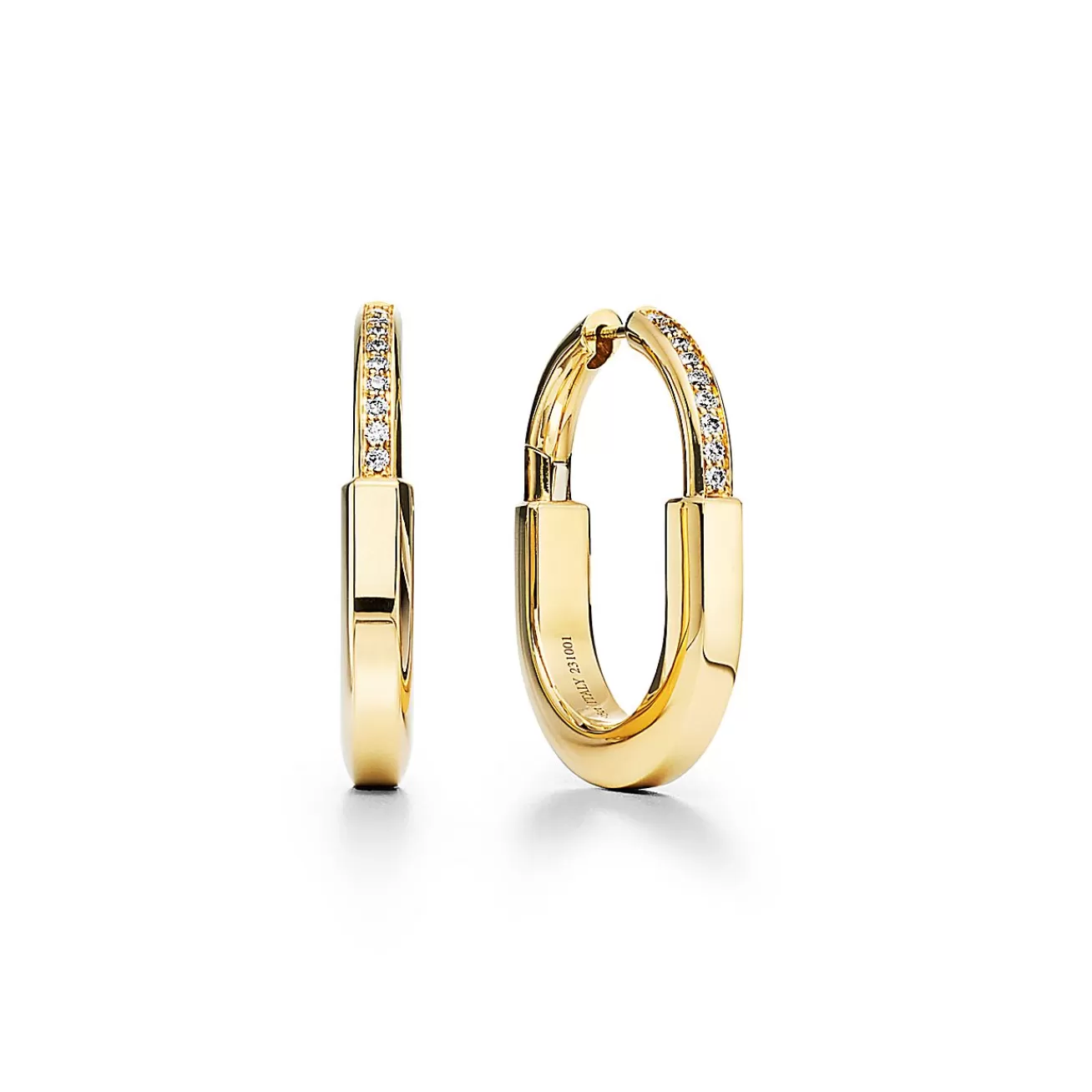 Tiffany & Co. Tiffany Lock Earrings in Yellow Gold with Diamonds, Medium | ^ Earrings | Gifts for Her
