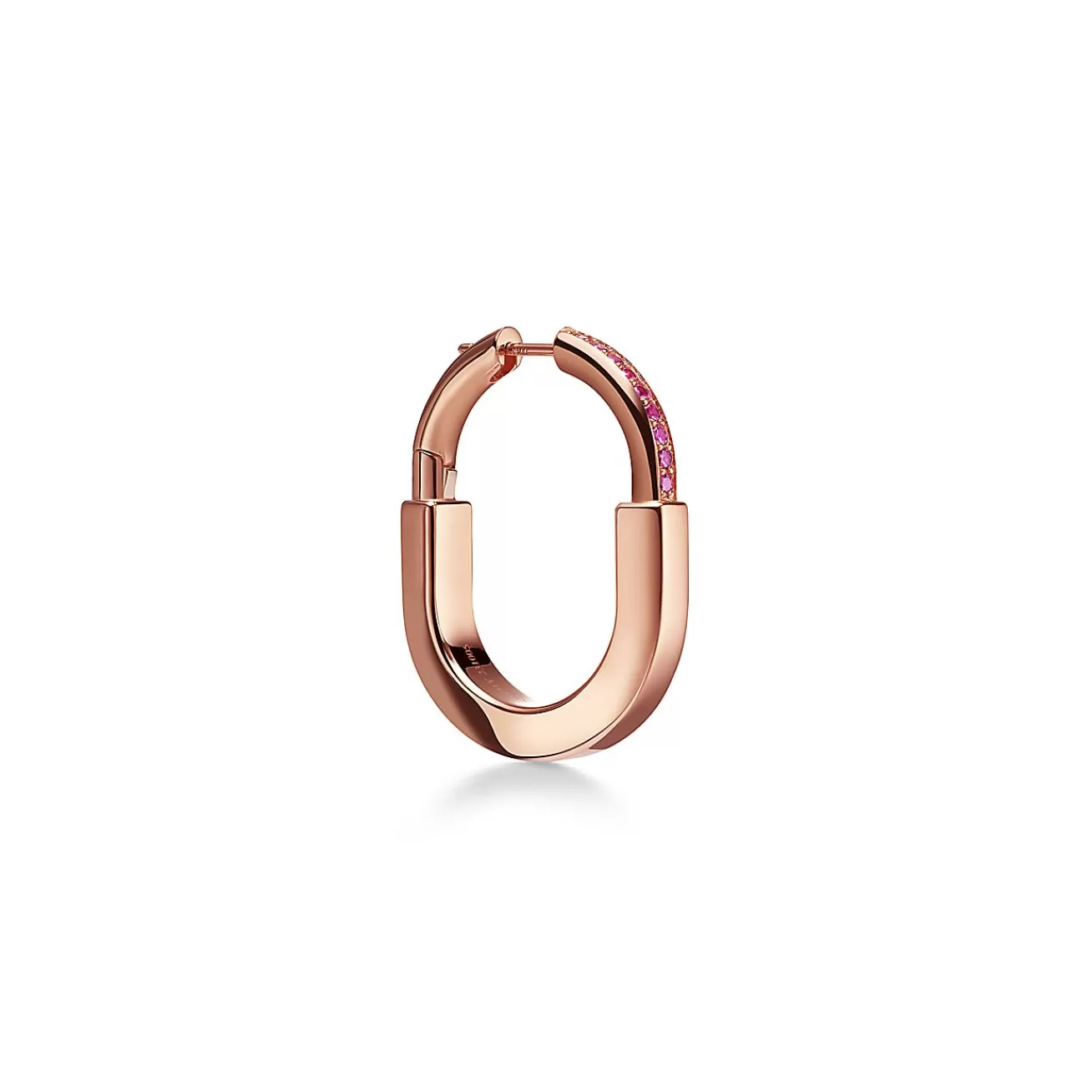 Tiffany & Co. Tiffany Lock Medium Earrings in Rose Gold with Pink Sapphires | ^ Earrings | New Jewelry