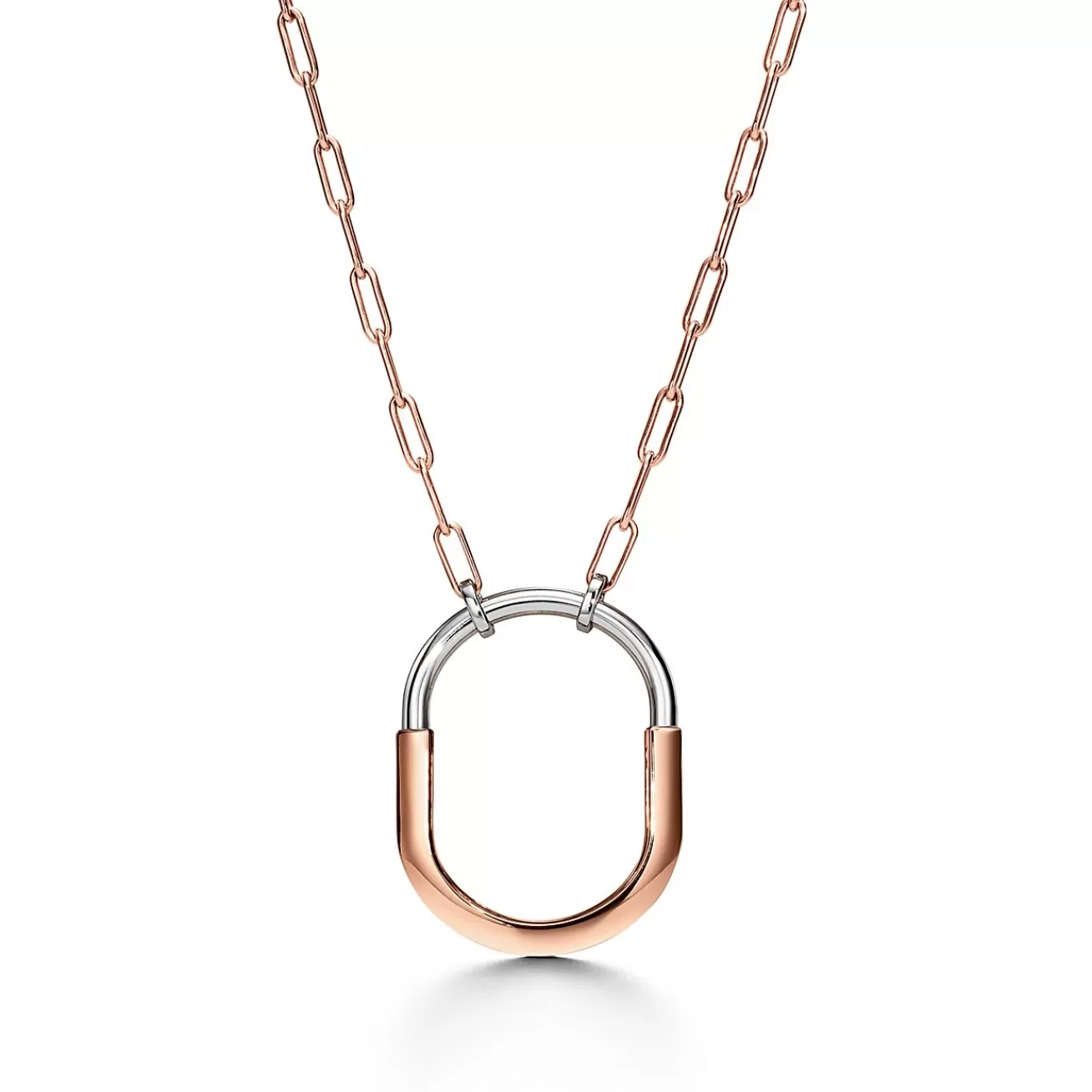 Tiffany & Co. Tiffany Lock Pendant in Rose and White Gold with Diamonds, Extra Large | ^ Necklaces & Pendants | Rose Gold Jewelry