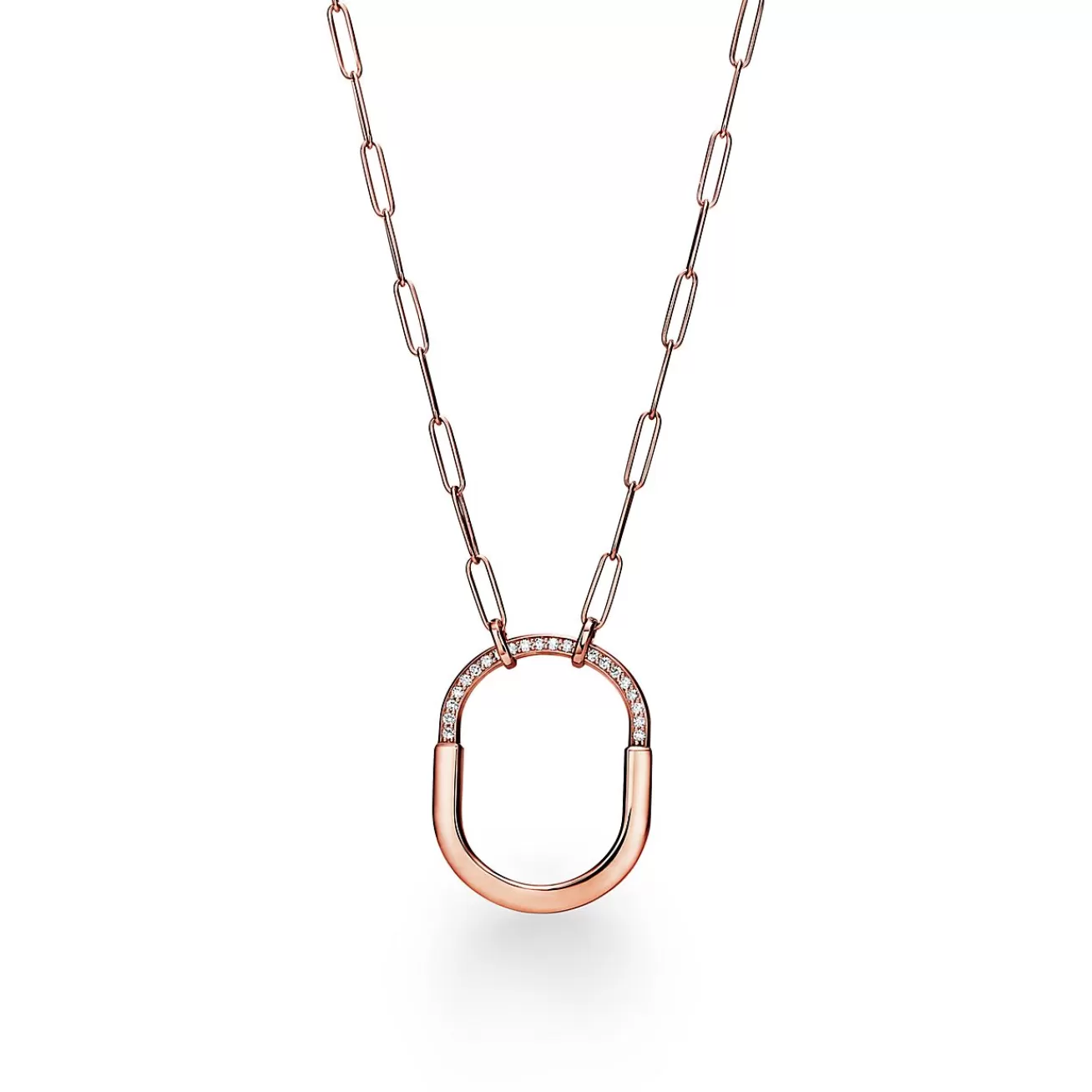 Tiffany & Co. Tiffany Lock Pendant in Rose Gold with Diamonds, Large | ^ Necklaces & Pendants | Rose Gold Jewelry