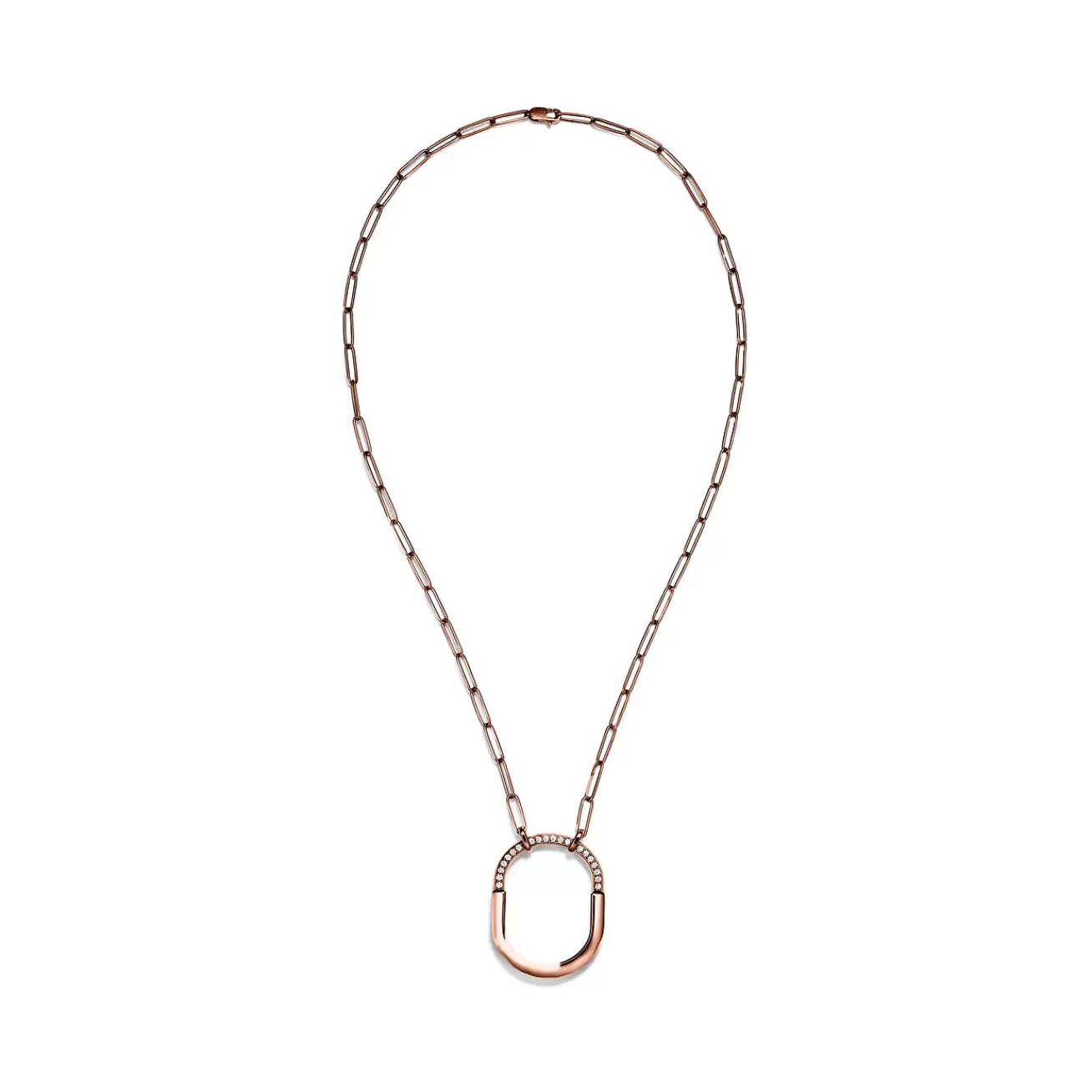 Tiffany & Co. Tiffany Lock Pendant in Rose Gold with Diamonds, Large | ^ Necklaces & Pendants | Rose Gold Jewelry