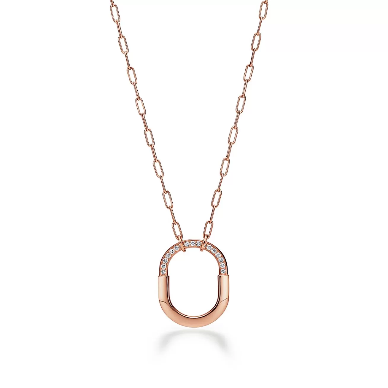 Tiffany & Co. Tiffany Lock Pendant in Rose Gold with Diamonds, Medium | ^ Necklaces & Pendants | Rose Gold Jewelry