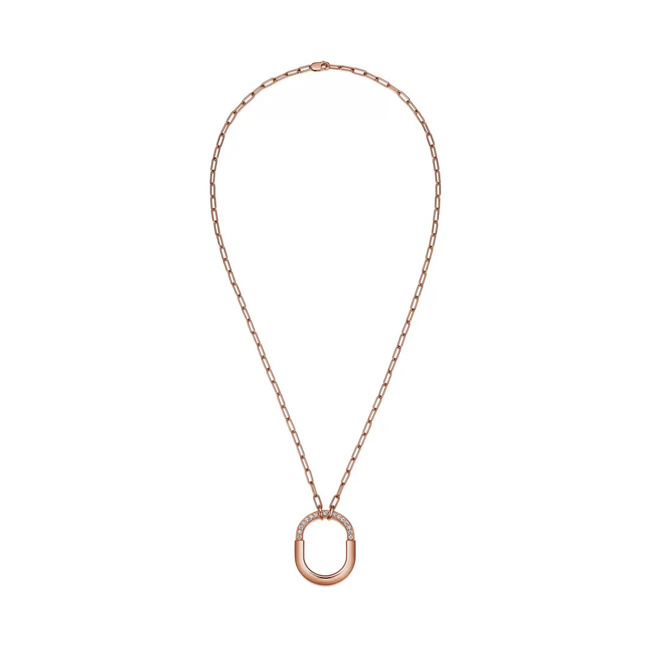Tiffany & Co. Tiffany Lock Pendant in Rose Gold with Diamonds, Medium | ^ Necklaces & Pendants | Rose Gold Jewelry