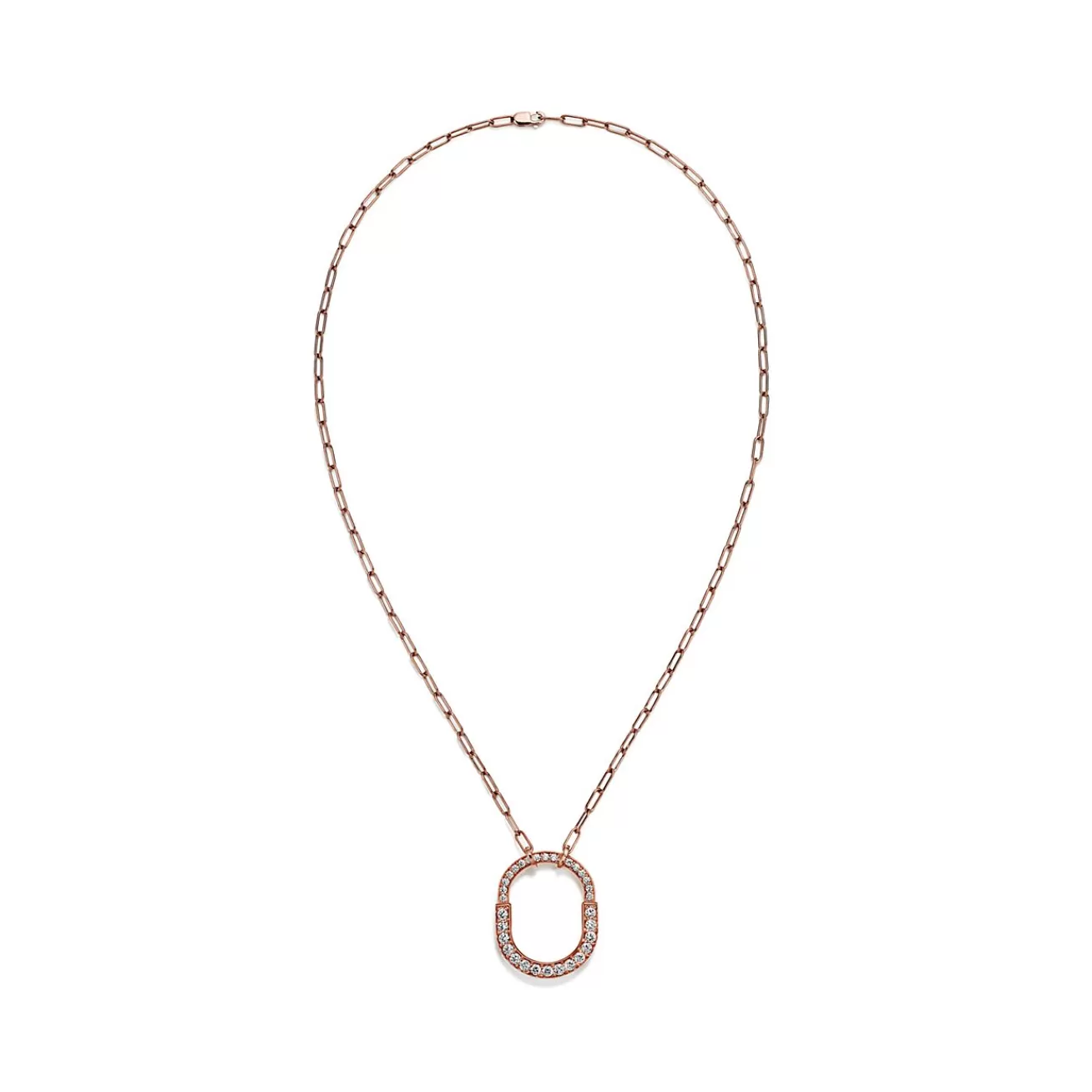 Tiffany & Co. Tiffany Lock Pendant in Rose Gold with Pavé Diamonds, Medium | ^ Necklaces & Pendants | Rose Gold Jewelry