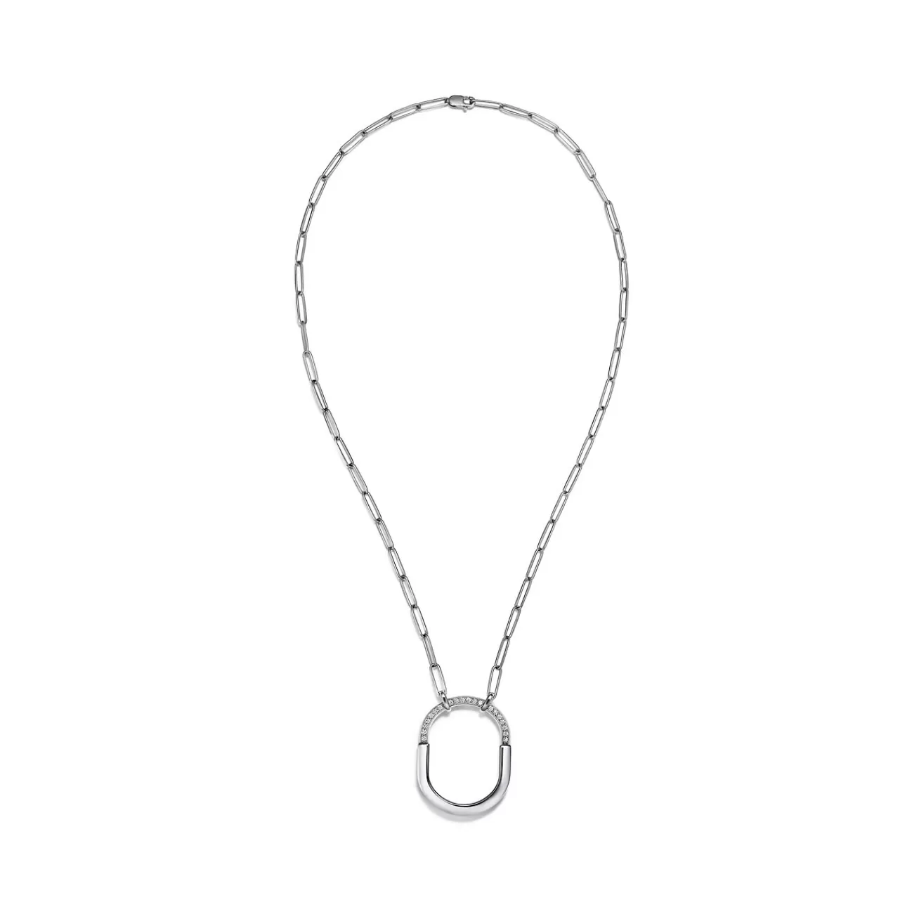 Tiffany & Co. Tiffany Lock Pendant in White Gold with Diamonds, Large | ^ Necklaces & Pendants | Diamond Jewelry