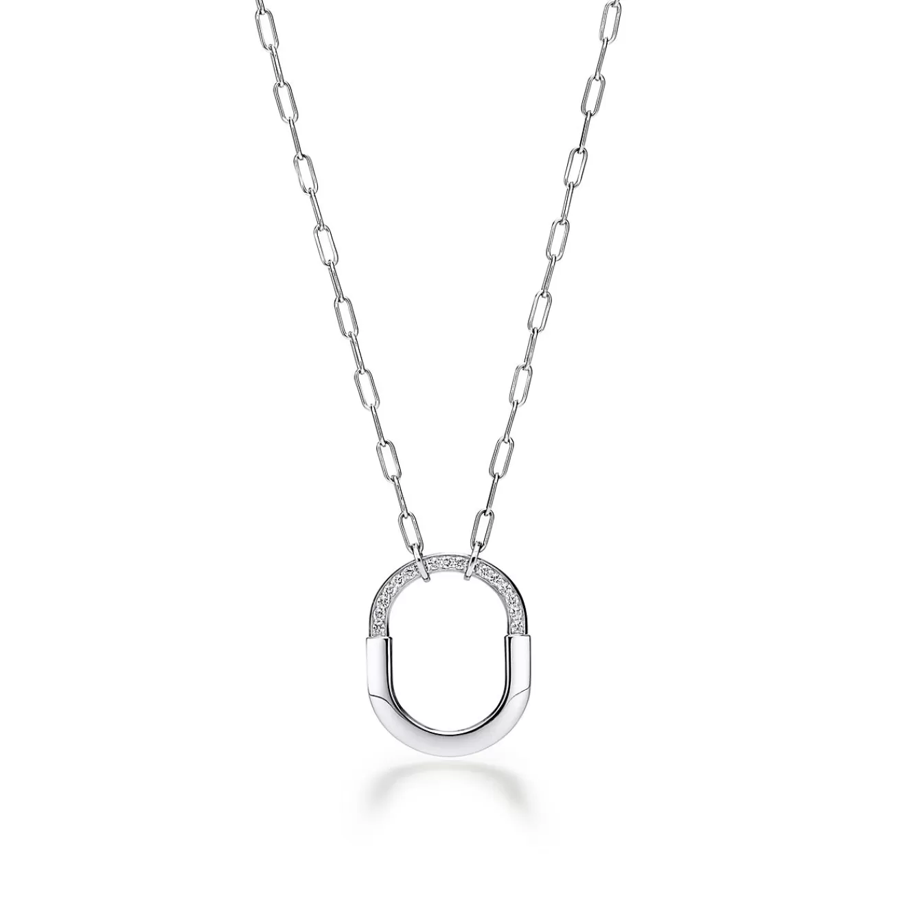 Tiffany & Co. Tiffany Lock Pendant in White Gold with Diamonds, Medium | ^ Necklaces & Pendants | Gifts for Her