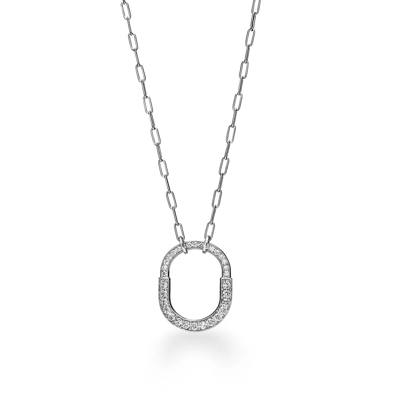 Tiffany & Co. Tiffany Lock Pendant in White Gold with Pavé Diamonds, Medium | ^ Necklaces & Pendants | Diamond Jewelry