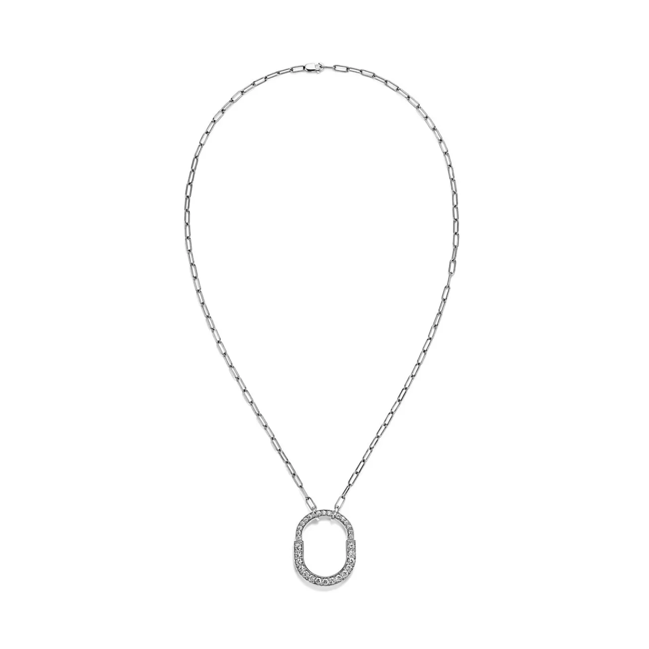 Tiffany & Co. Tiffany Lock Pendant in White Gold with Pavé Diamonds, Medium | ^ Necklaces & Pendants | Diamond Jewelry