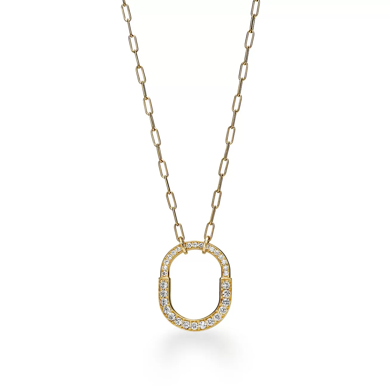 Tiffany & Co. Tiffany Lock Pendant in Yellow Gold with Pavé Diamonds, Medium | ^ Necklaces & Pendants | Gold Jewelry