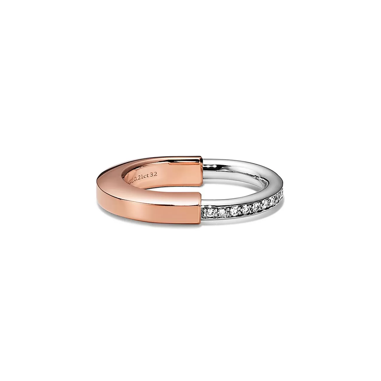 Tiffany & Co. Tiffany Lock Ring in Rose and White Gold with Diamonds | ^ Rings | Stacking Rings