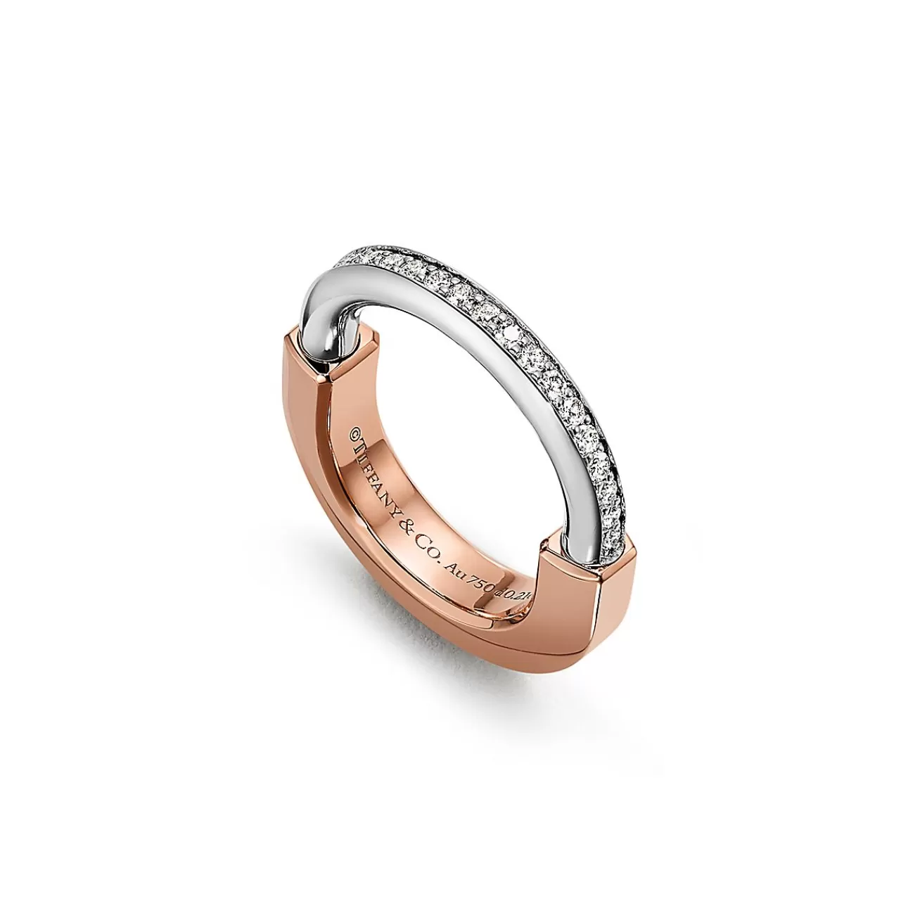 Tiffany & Co. Tiffany Lock Ring in Rose and White Gold with Diamonds | ^ Rings | Stacking Rings