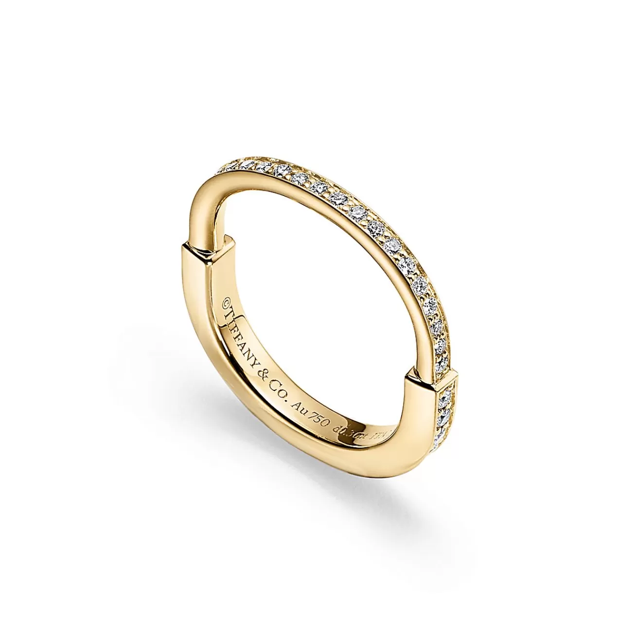 Tiffany & Co. Tiffany Lock Ring in Yellow Gold with Pavé Diamonds | ^ Rings | Stacking Rings