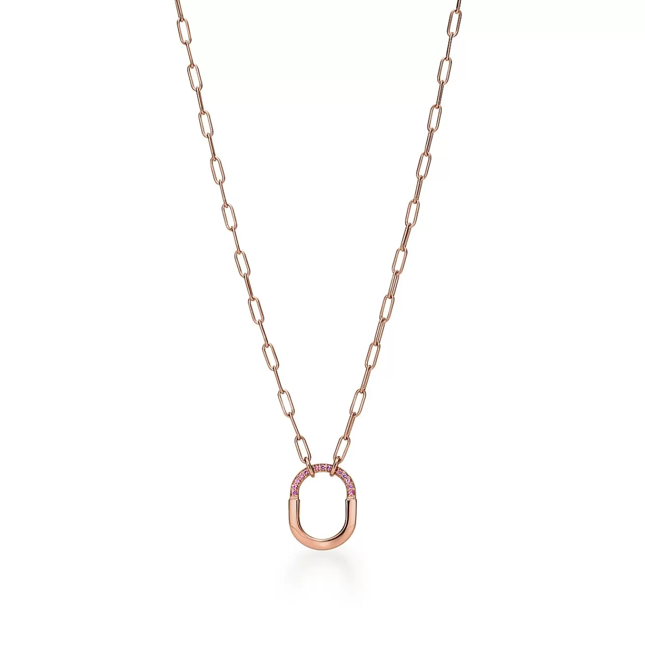 Tiffany & Co. Tiffany Lock Small Pendant in Rose Gold with Pink Sapphires | ^ Necklaces & Pendants | Gifts for Her