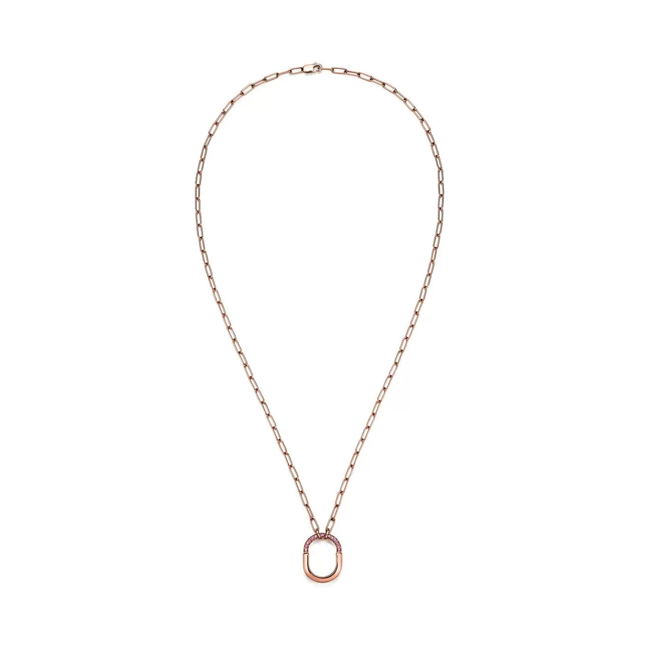 Tiffany & Co. Tiffany Lock Small Pendant in Rose Gold with Pink Sapphires | ^ Necklaces & Pendants | Gifts for Her