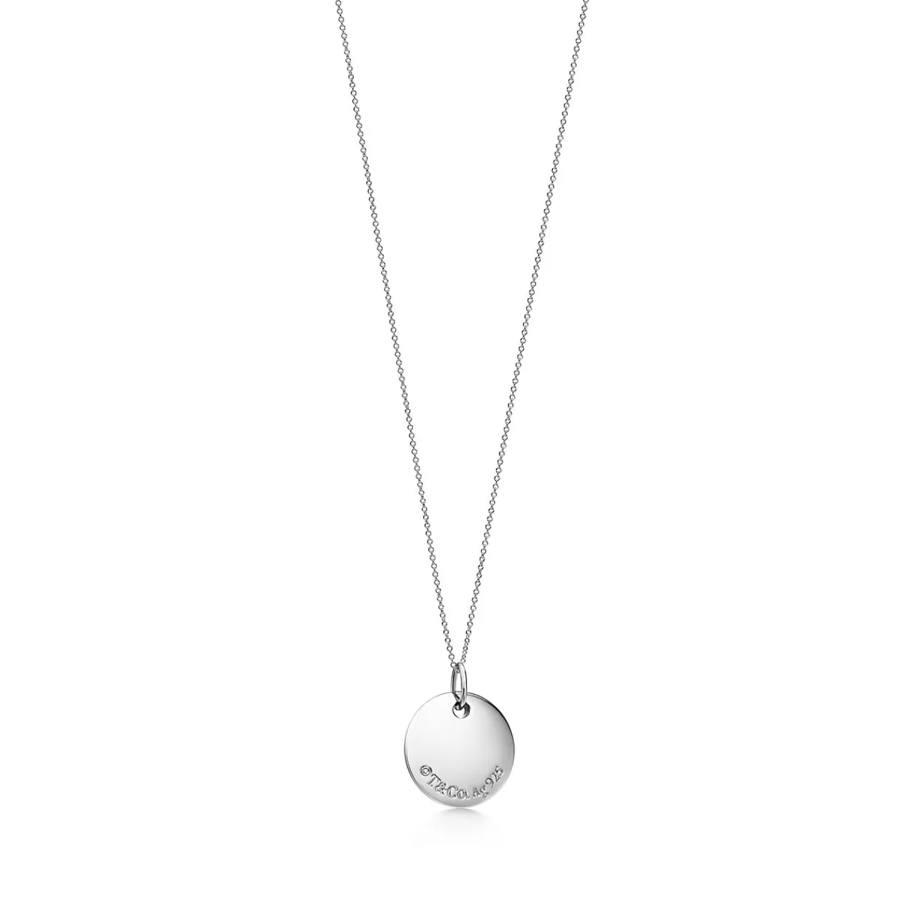 Tiffany & Co. Tiffany Notes alphabet disc charm in silver on a chain. Letters A-Z available. | ^ Necklaces & Pendants | Gifts for Her