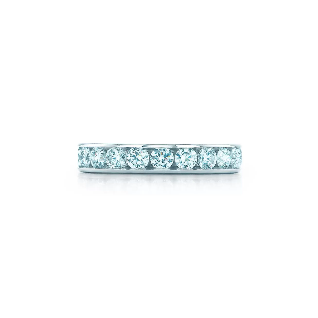 Tiffany & Co. Tiffany® Setting Wedding Band in Platinum with a Full Circle of Diamonds, 4 mm | ^Women Rings | Platinum Jewelry