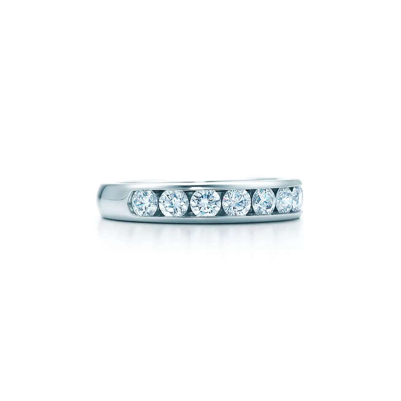 Tiffany & Co. Tiffany® Setting Wedding Band in Platinum with a Half-circle of Diamonds, 3.9 mm | ^Women Rings | Platinum Jewelry