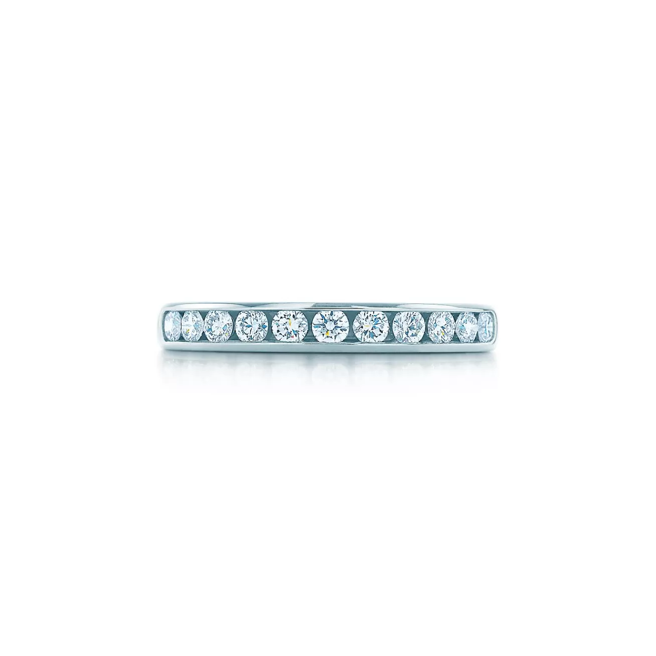 Tiffany & Co. Tiffany® Setting Wedding Band in Platinum with a Half-circle of Diamonds, 3 mm | ^Women Rings | Platinum Jewelry