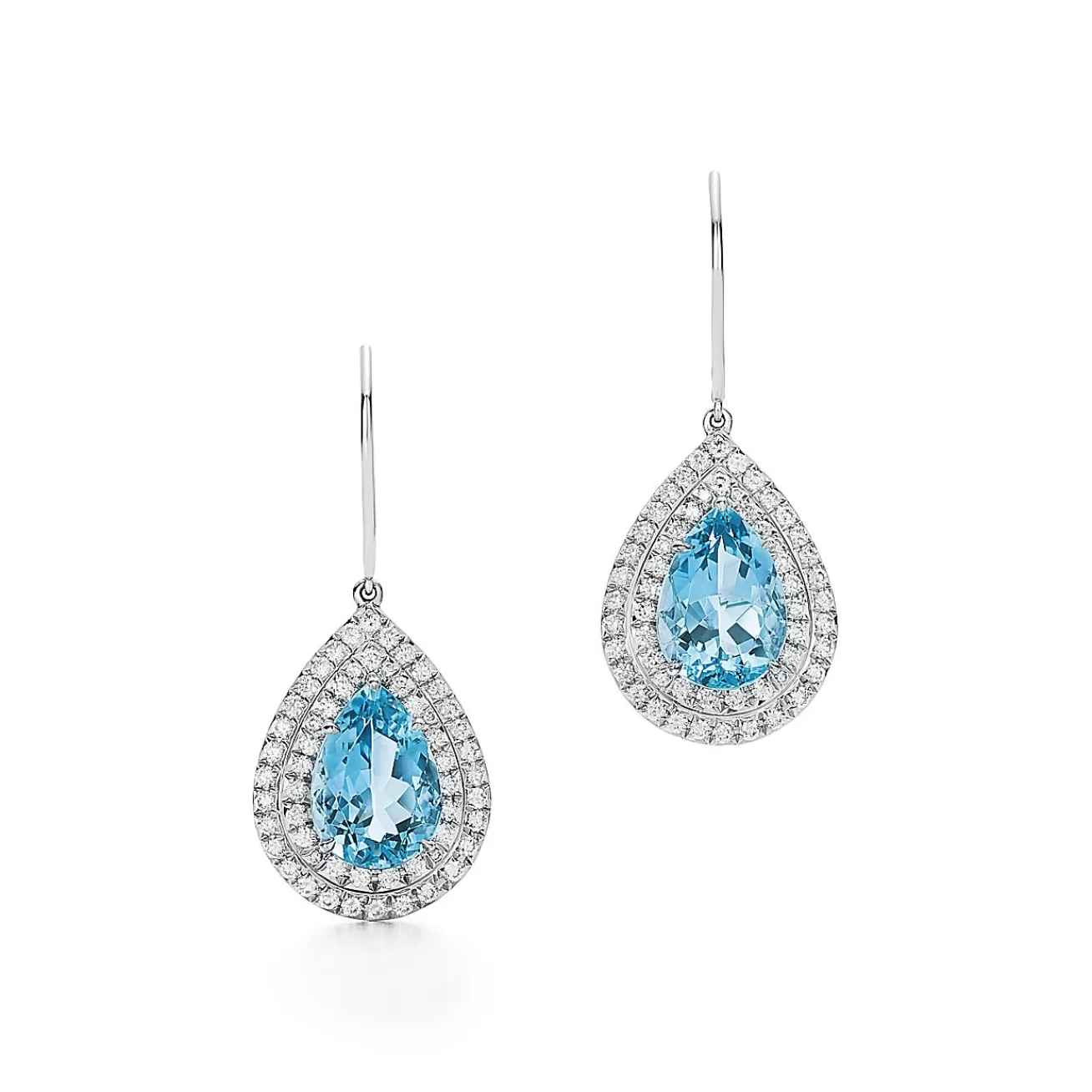 Tiffany & Co. Tiffany Soleste® earrings in platinum with diamonds and aquamarines. | ^ Earrings | Platinum Jewelry