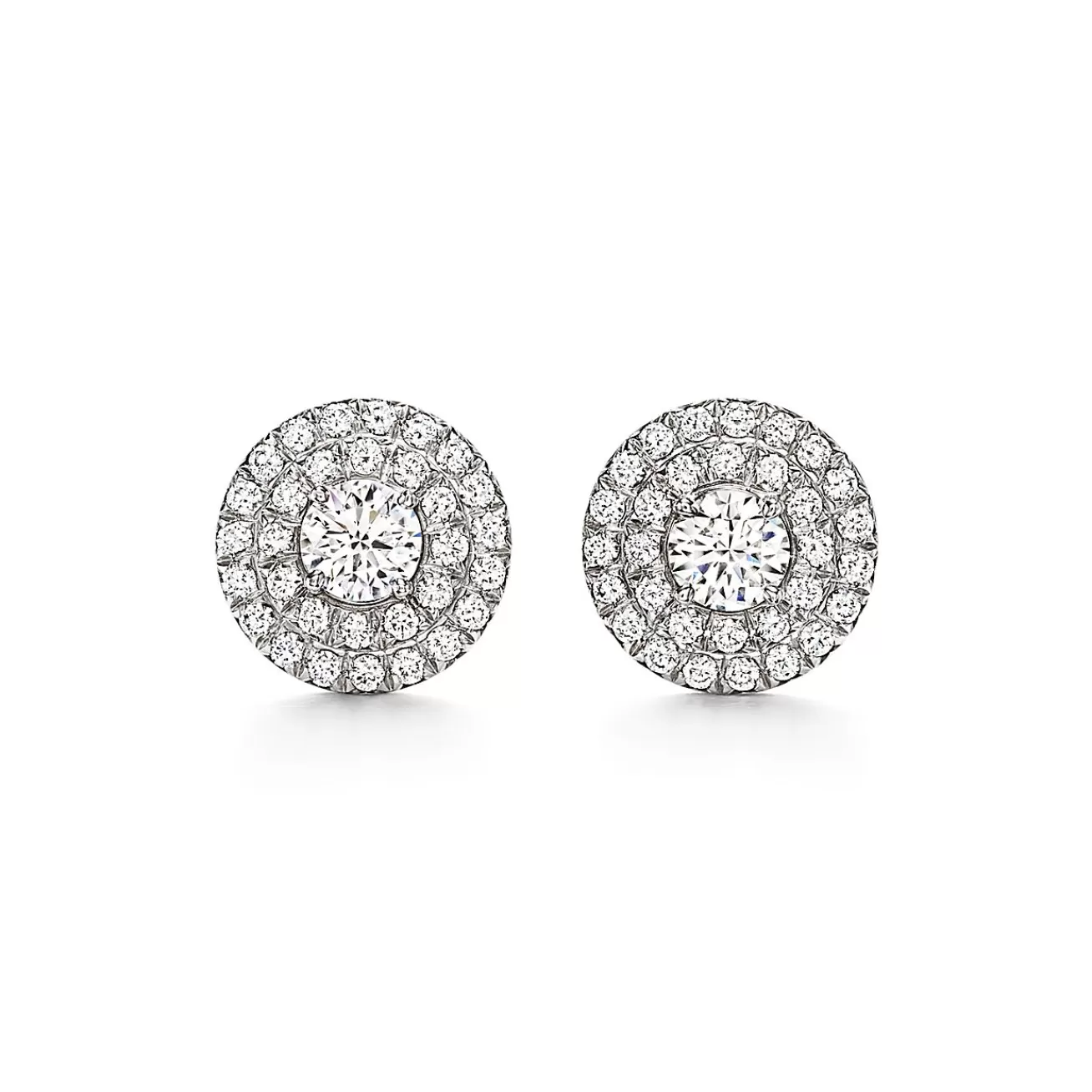 Tiffany & Co. Tiffany Soleste® earrings in platinum with round brilliant diamonds. | ^ Earrings | Dainty Jewelry