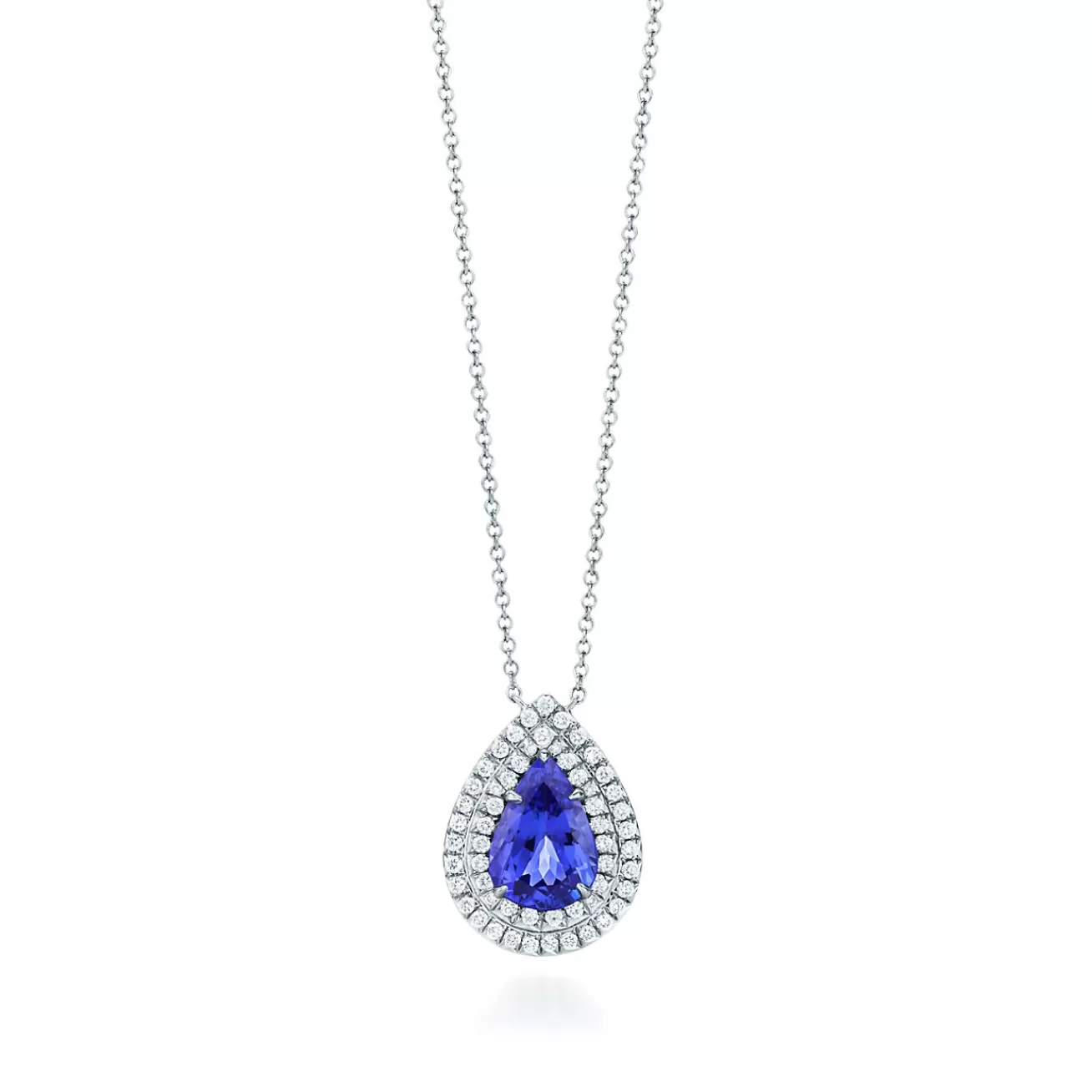 Tiffany & Co. Tiffany Soleste Pendant in platinum with a pear-shaped tanzanite. | ^ Necklaces & Pendants | Platinum Jewelry