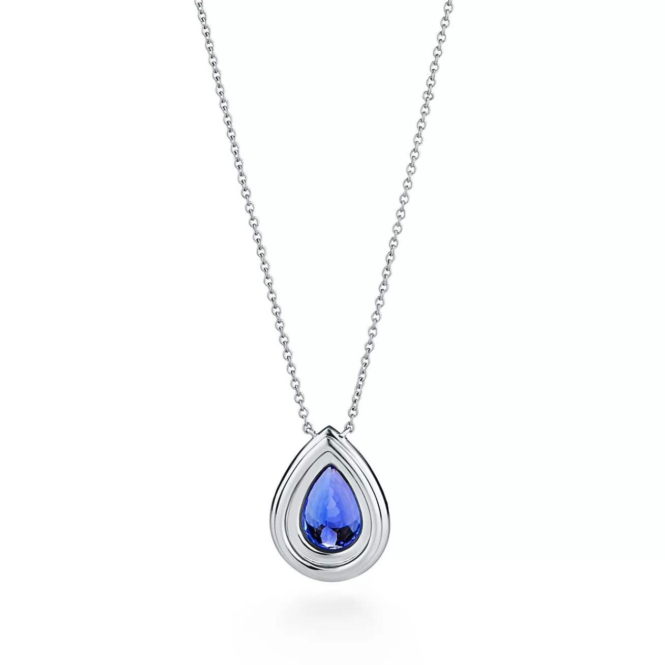 Tiffany & Co. Tiffany Soleste Pendant in platinum with a pear-shaped tanzanite. | ^ Necklaces & Pendants | Platinum Jewelry