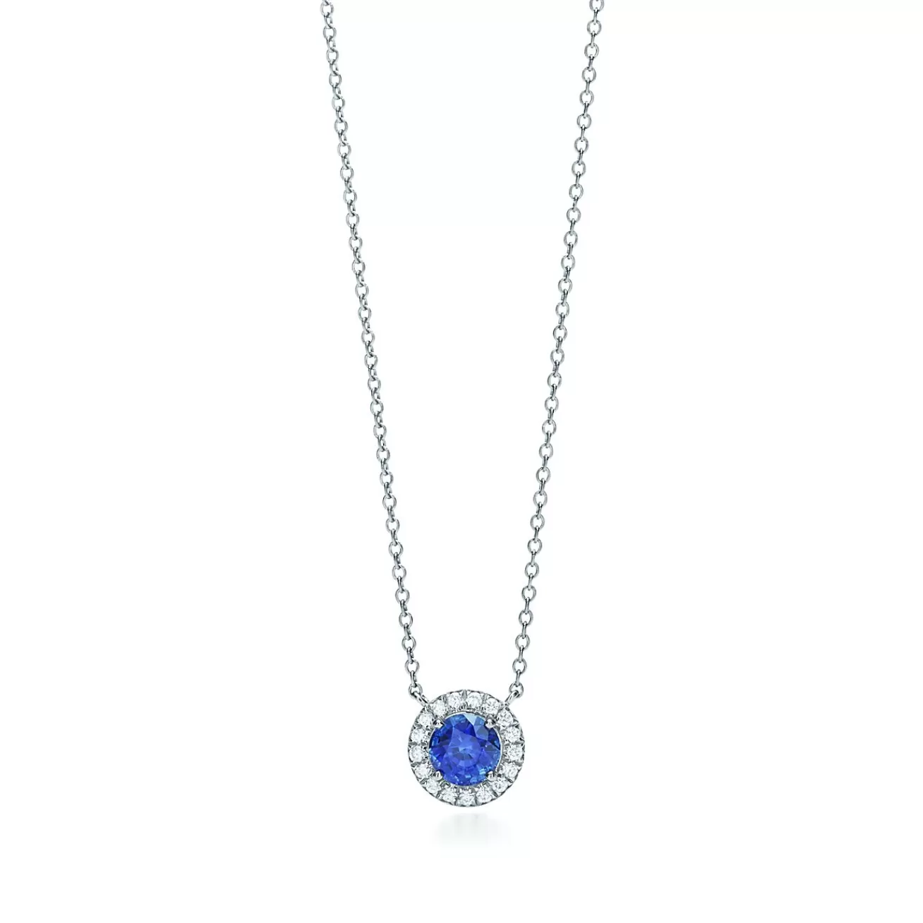 Tiffany & Co. Tiffany Soleste® pendant in platinum with a sapphire and diamonds. | ^ Necklaces & Pendants | Gifts for Her