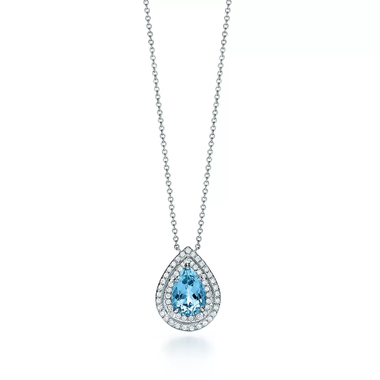 Tiffany & Co. Tiffany Soleste® pendant in platinum with an aquamarine and diamonds. | ^ Necklaces & Pendants | Gifts for Her