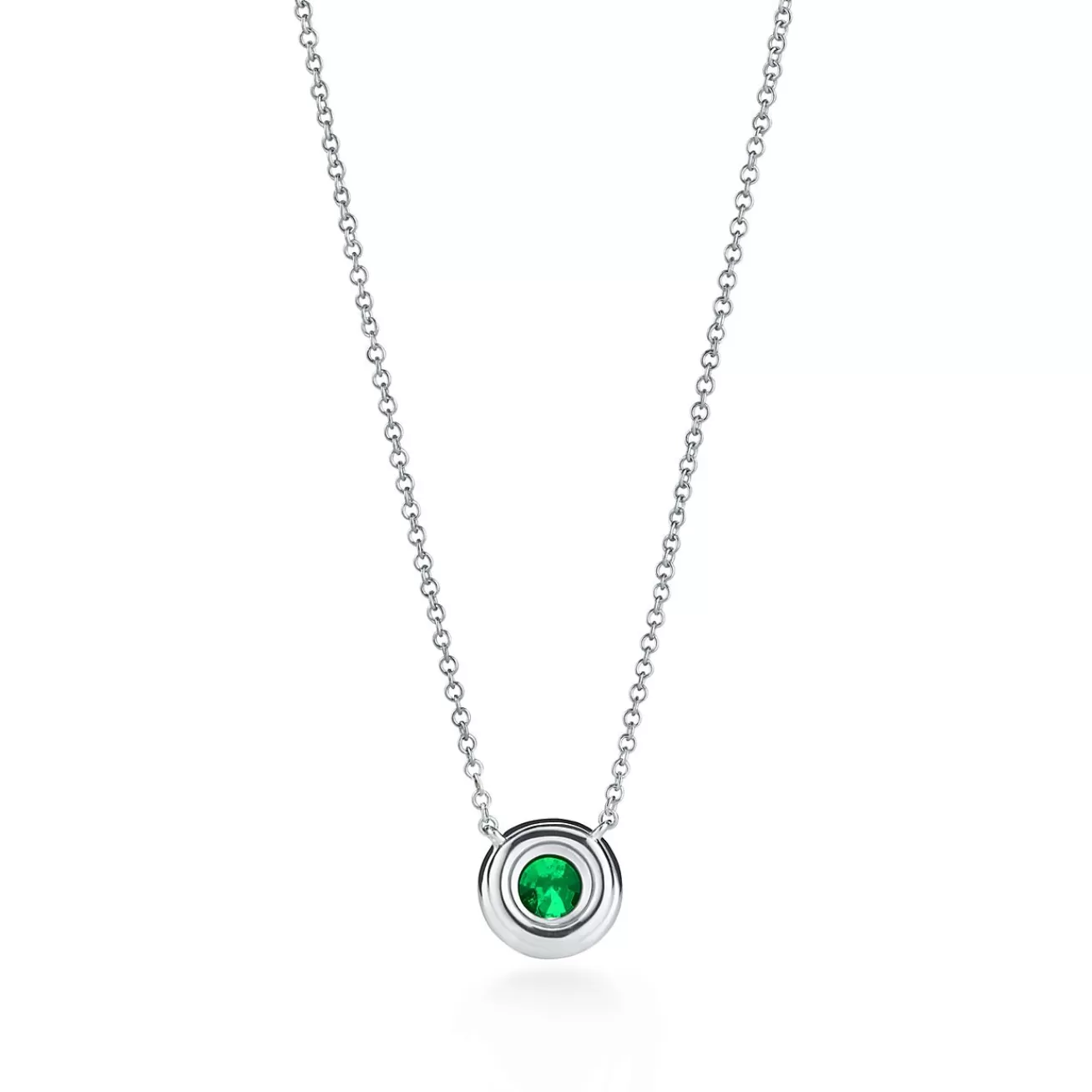Tiffany & Co. Tiffany Soleste® pendant in platinum with diamonds and an emerald. | ^ Necklaces & Pendants | Platinum Jewelry