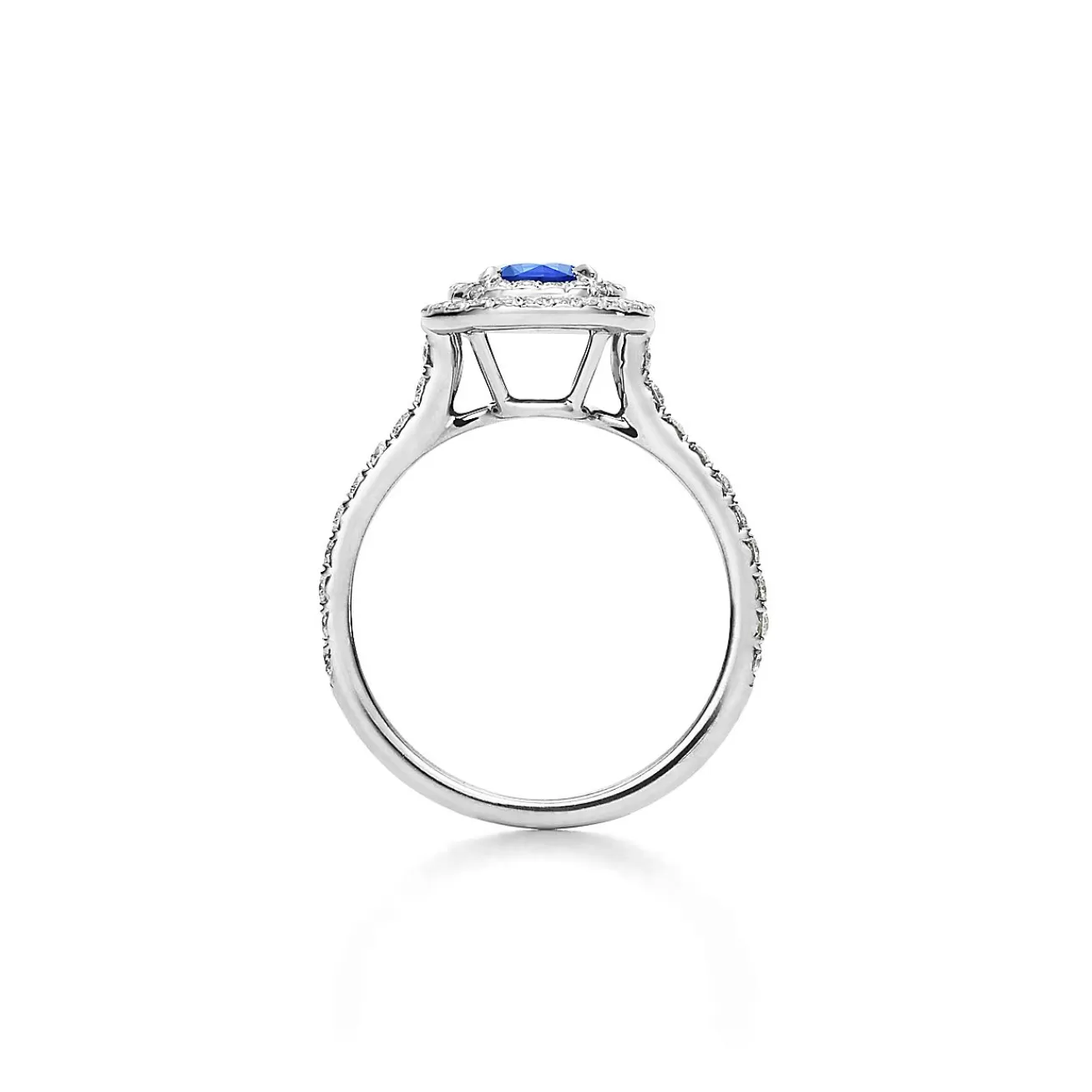 Tiffany & Co. Tiffany Soleste® ring in platinum with a .45-carat sapphire and diamonds. | ^ Rings | Platinum Jewelry