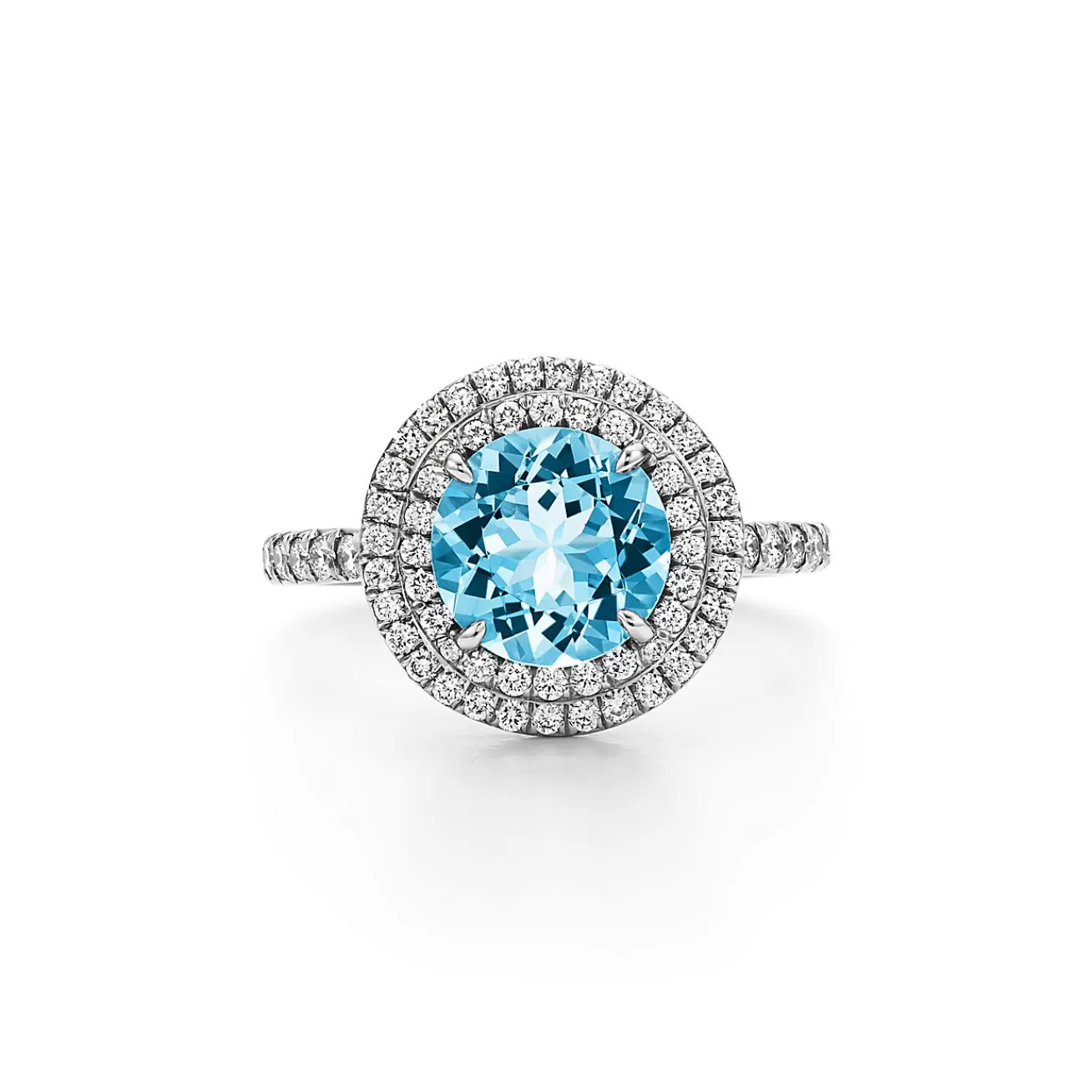 Tiffany & Co. Tiffany Soleste® ring in platinum with a .70-carat aquamarine and diamonds. | ^ Rings | Gifts for Her